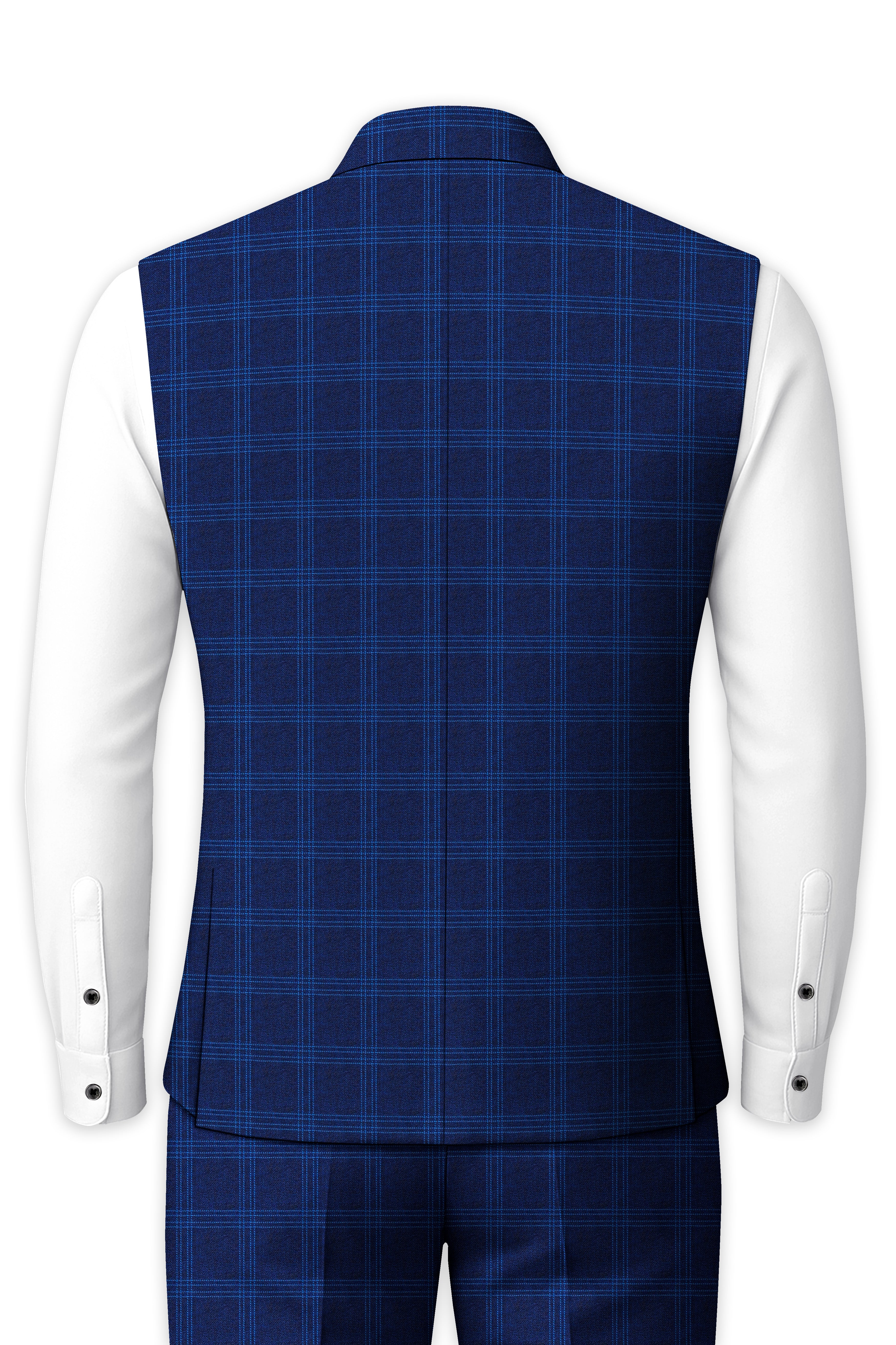 Baltic Sea Blue Windowpane Bandhgala Nehru Jacket