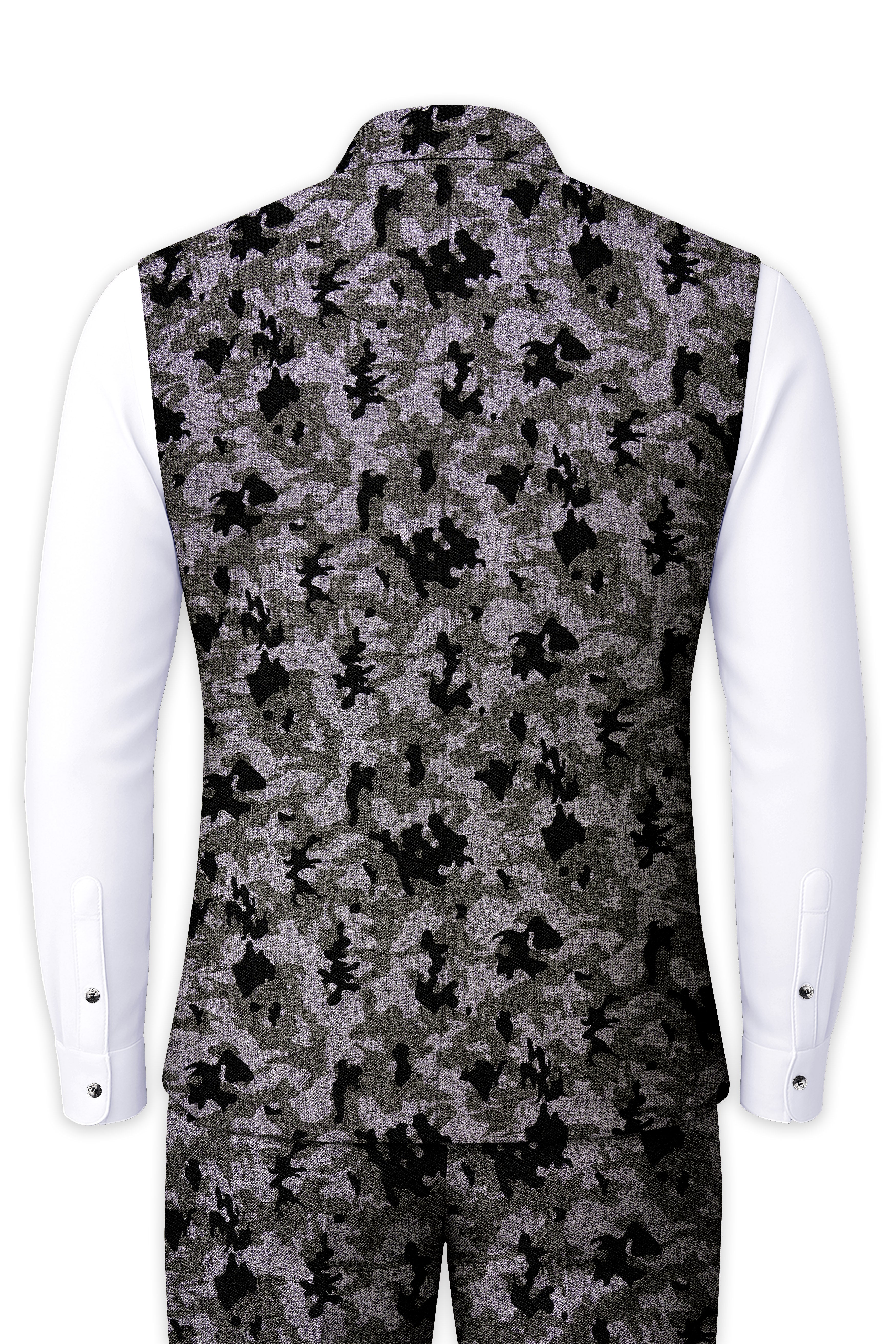Merlin Green with Scorpion Gray Chintz Printed Bandhgala Nehru Jacket