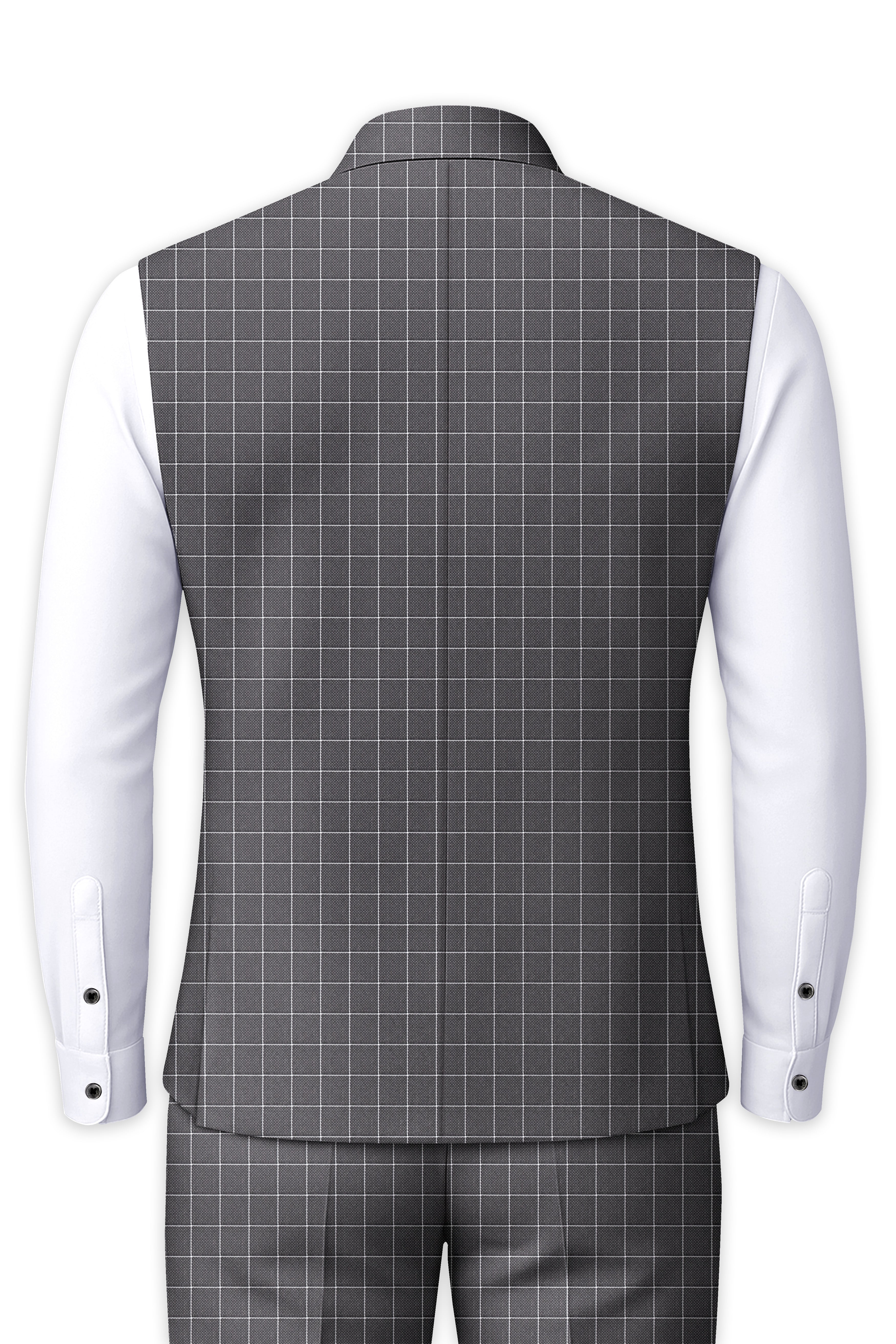 Mortar Gray Checkered  Nehru Jacket