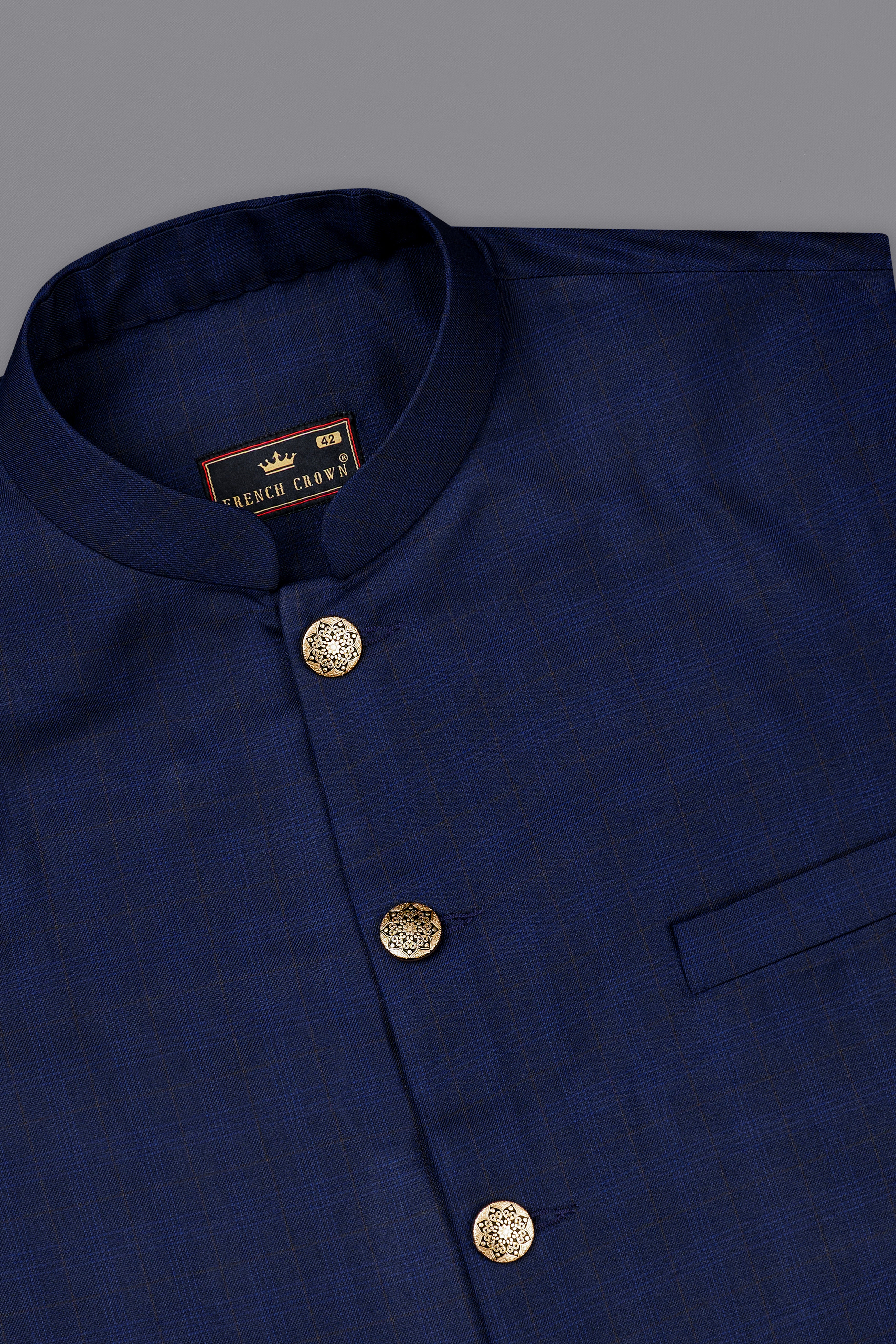 Tuna Blue Windowpane Nehru Jacket