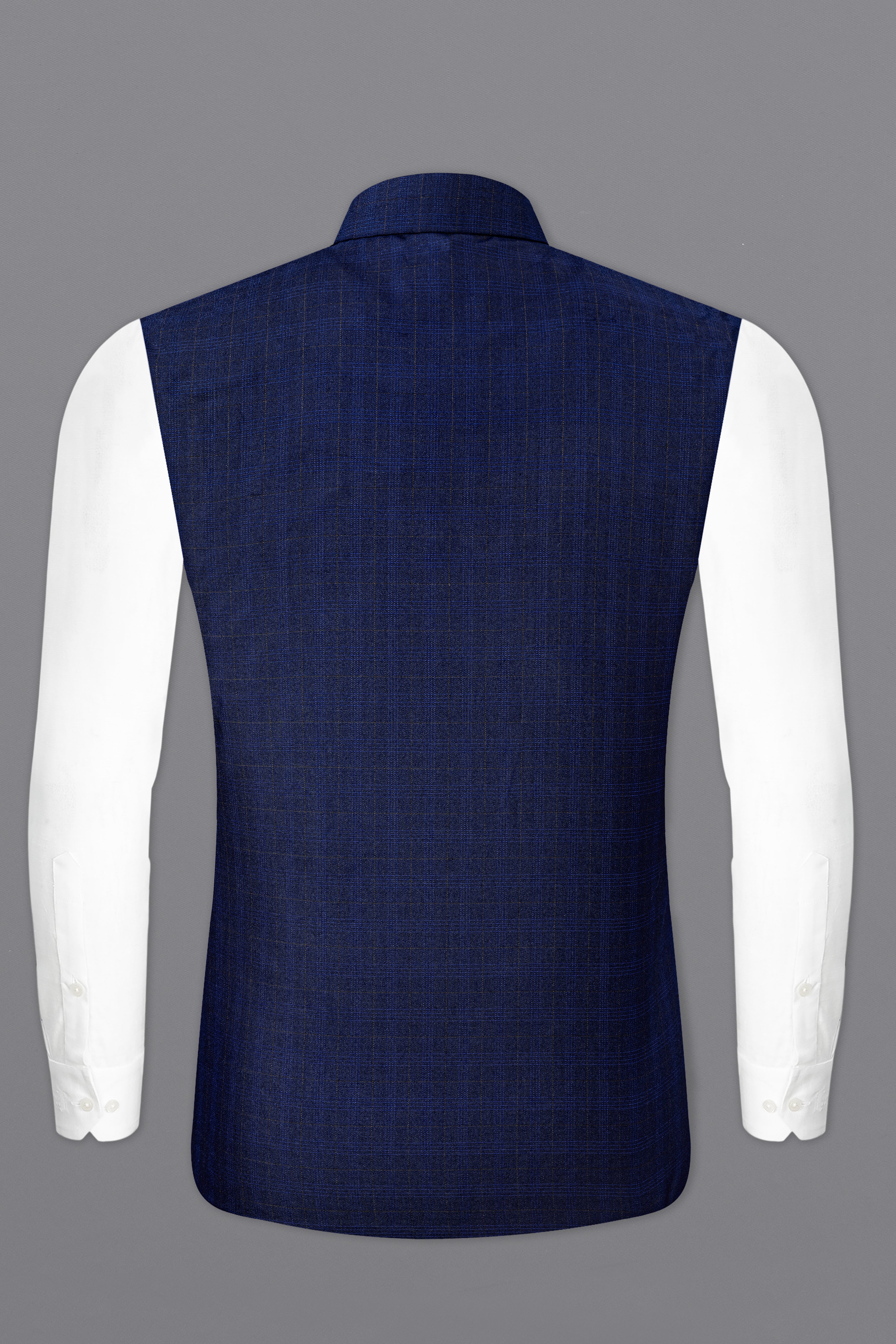 Tuna Blue Windowpane Nehru Jacket