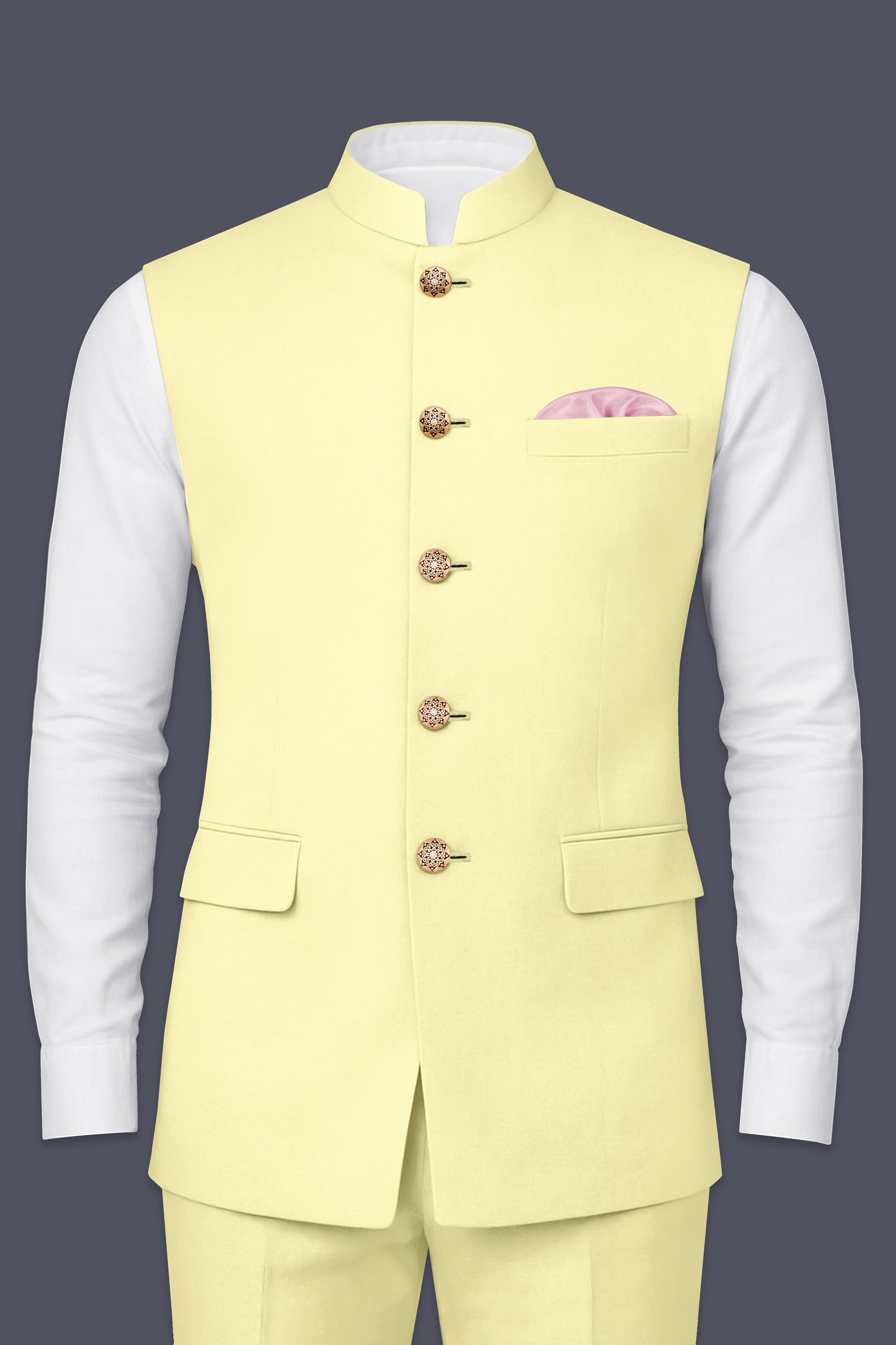 Maize Cream Stretchable Premium Cotton Traveler Nehru Jacket