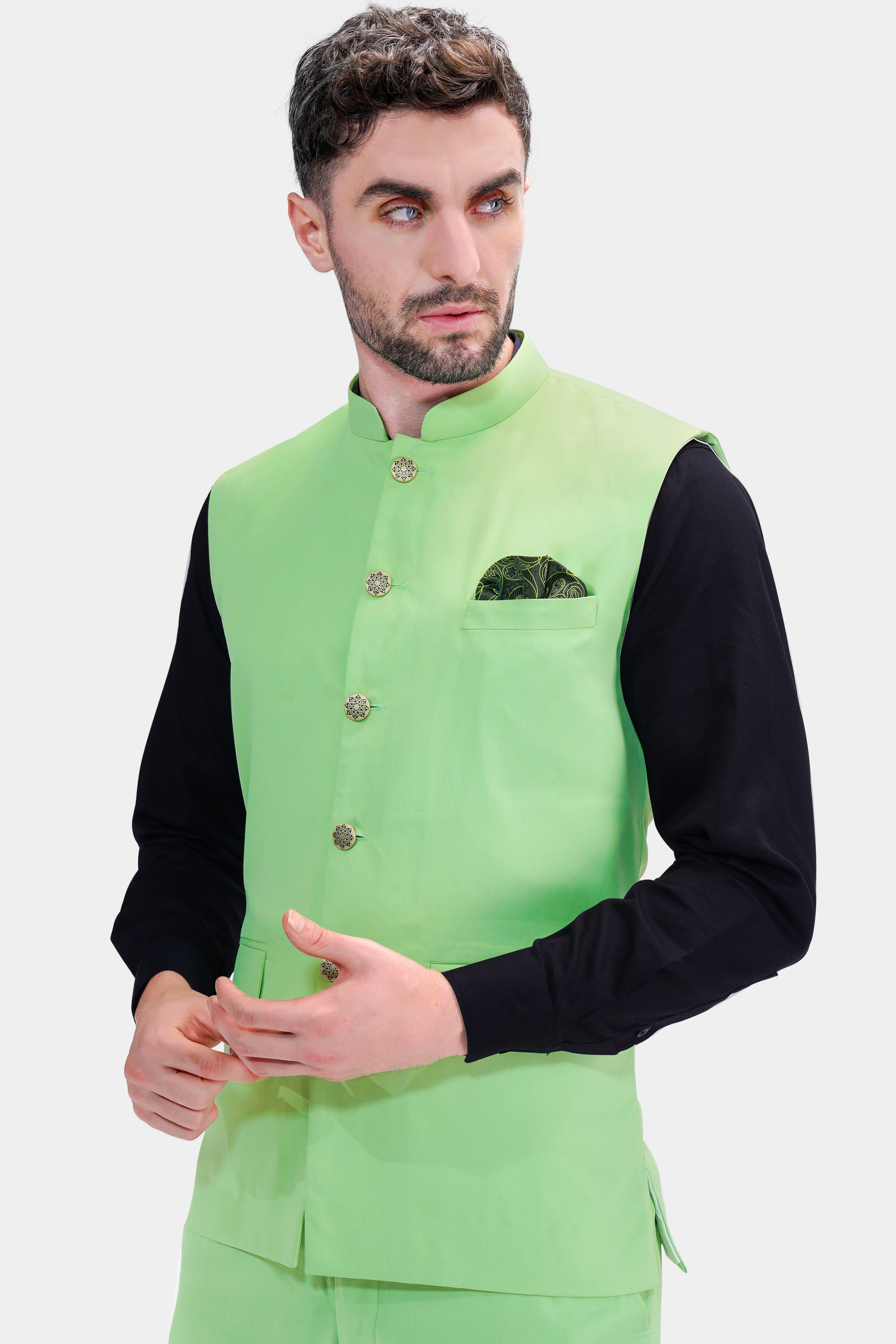 Green Indo Kurta Set with Embroidered Nehru Jacket | Kurta Jacket | Men –  Laromani