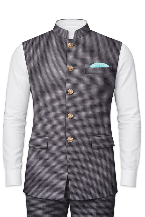 Flint with Tuatara Gray Wool Rich Nehru Jacket
