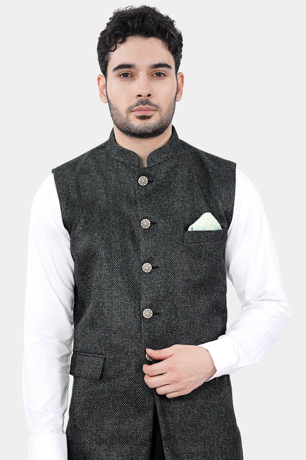 Arsenic Gray Woolrich Single Breasted Nehru Jacket