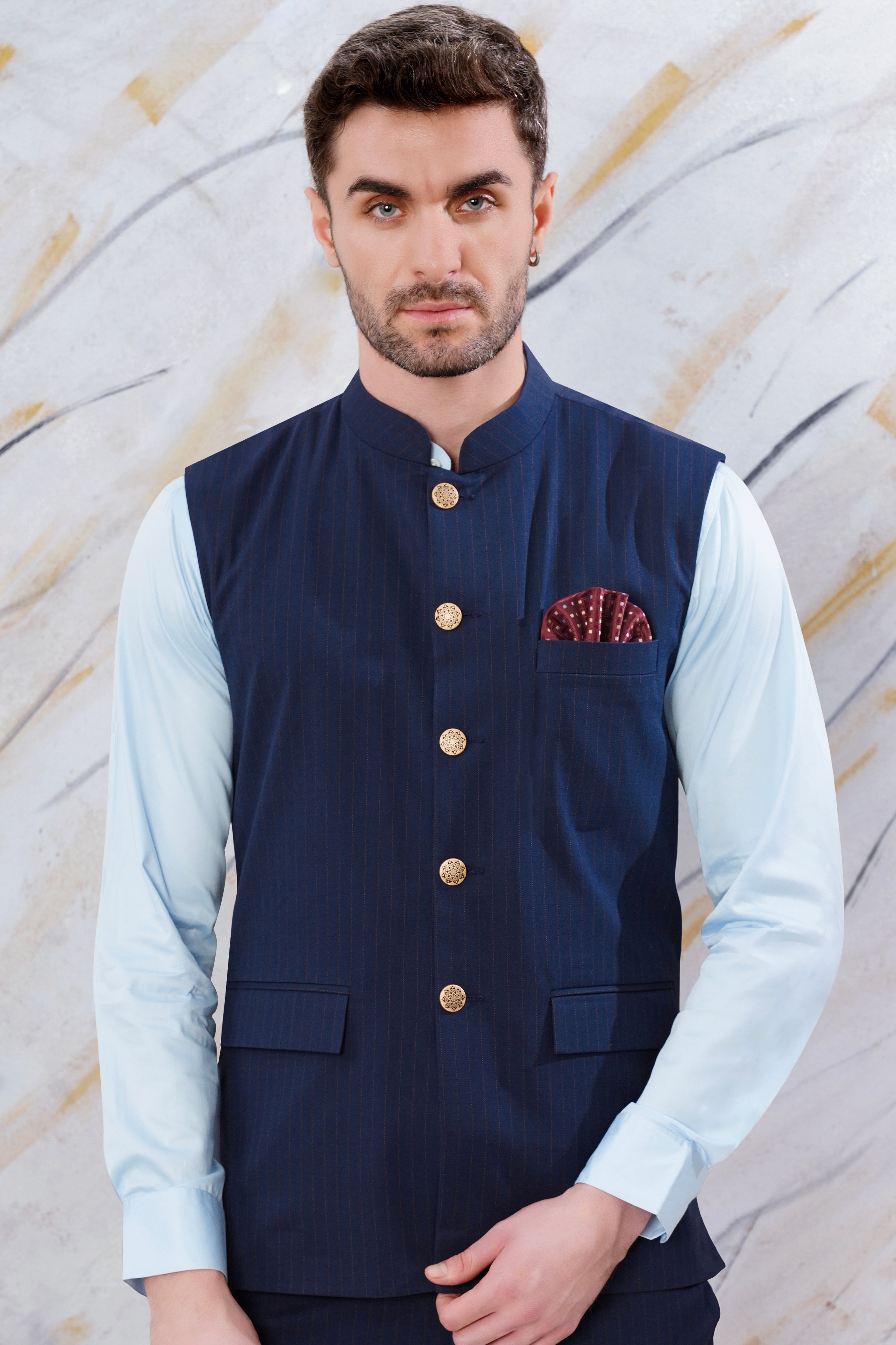Buy AKH Men's Checks Ploy Cotton Jute Nehru Jacket (Size-42) Beige at  Amazon.in