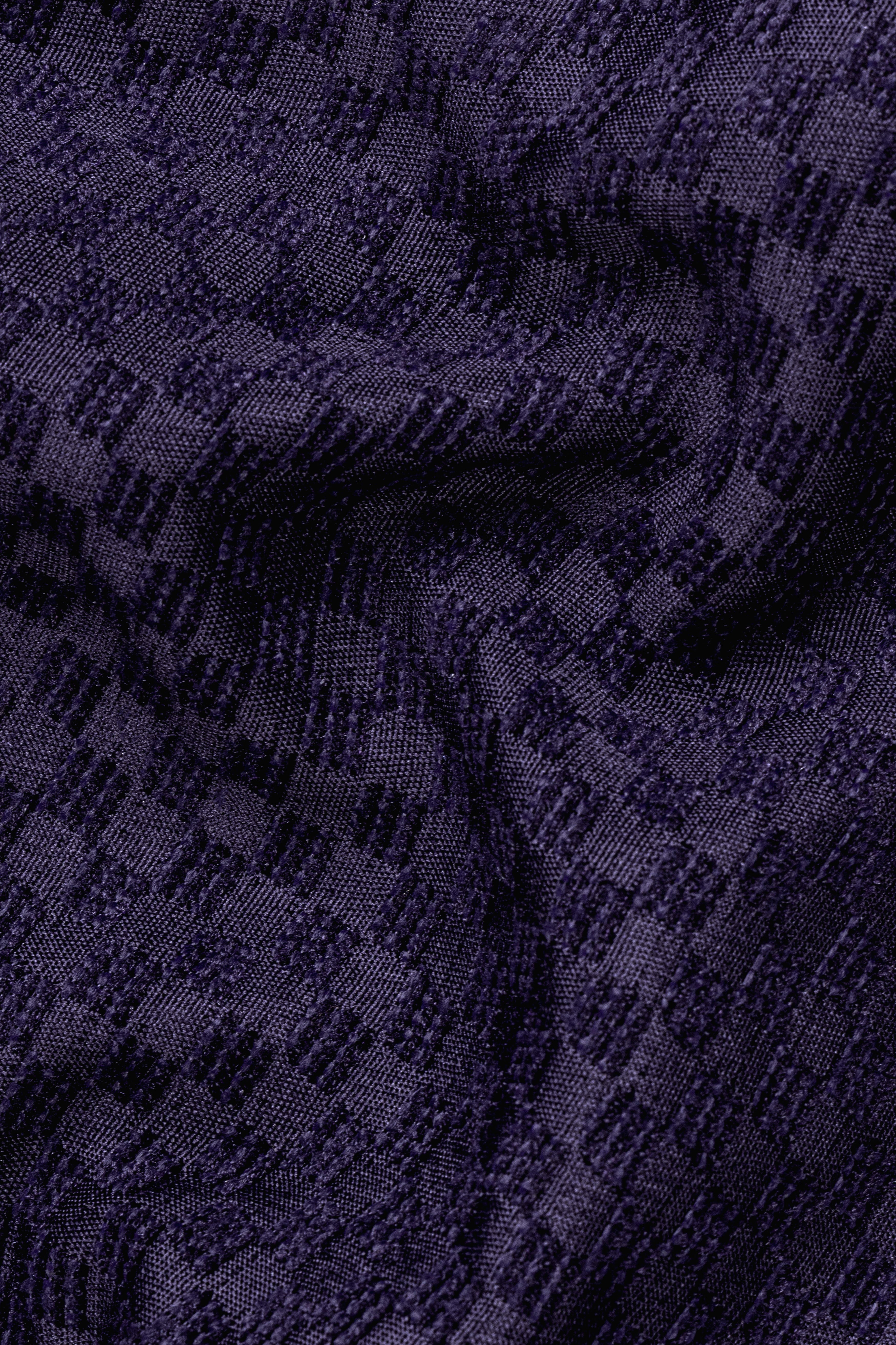 Ebony Purple Checkerboard Jacquard Textured Nehru Jacket