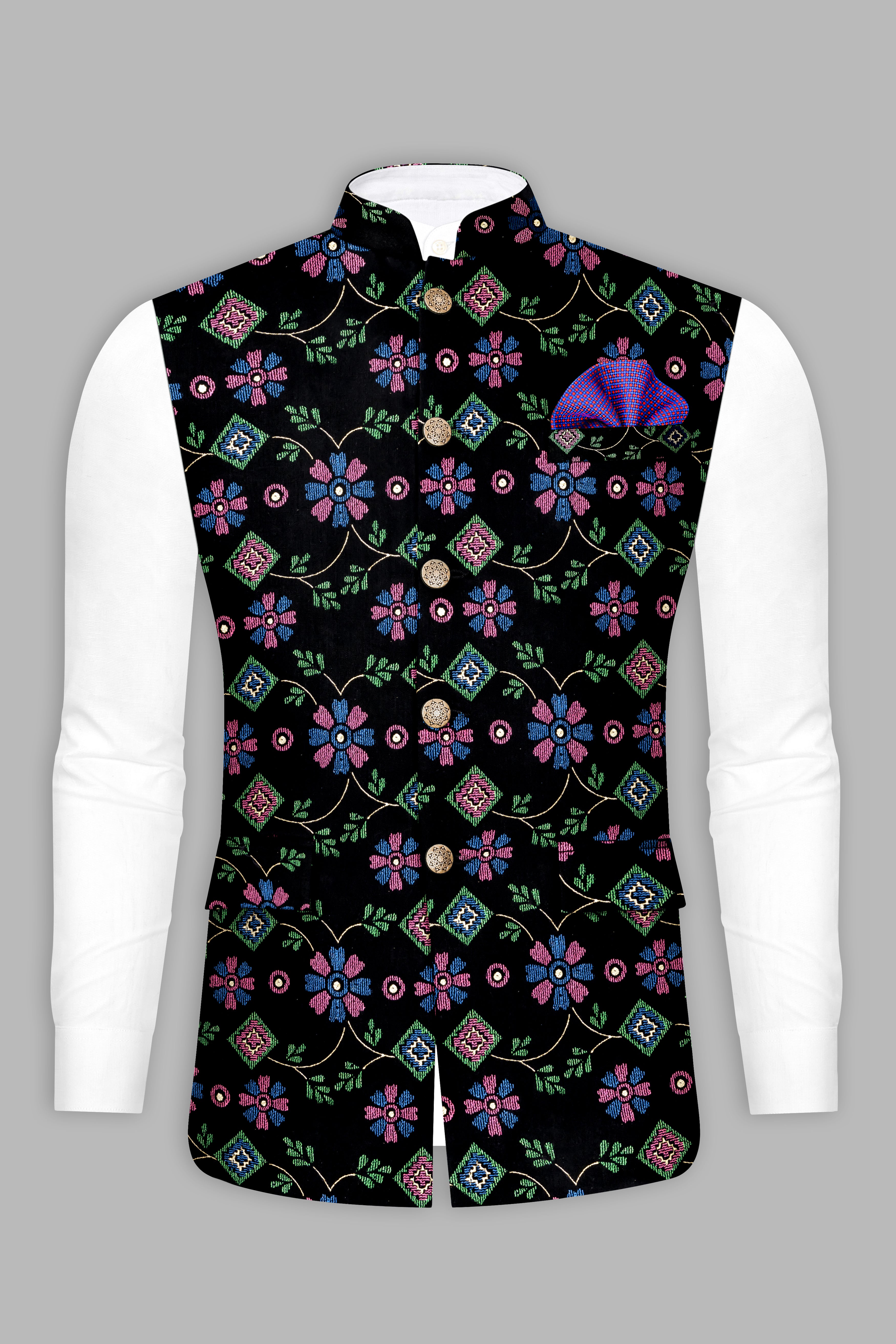 Buy Panelled Black Khadi Nehru Jacket by AIRAVATA MEN at Ogaan Online  Shopping Site