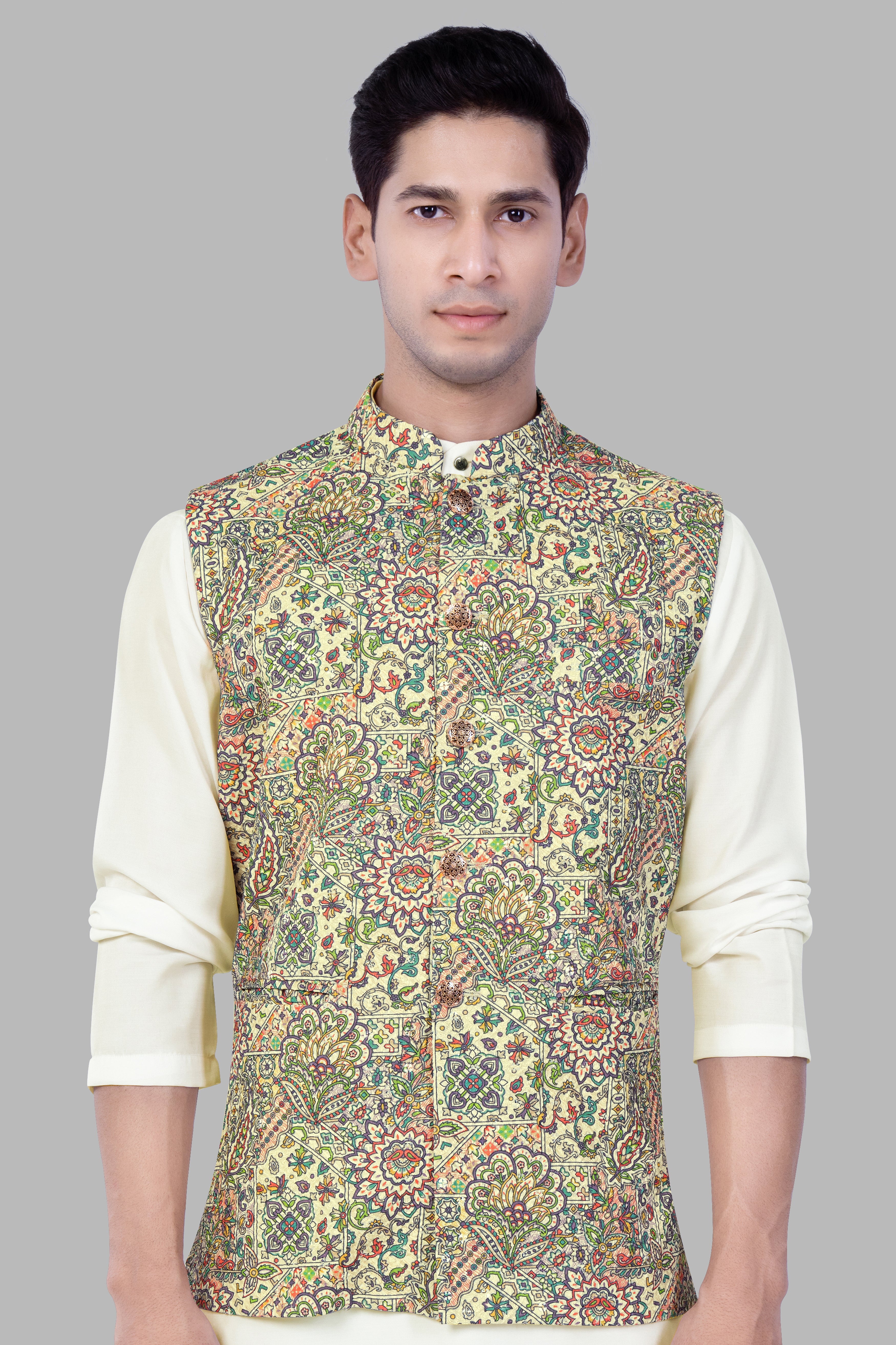 Buy Men's Maroon Jacquard Silk Woven Design Nehru Jacket Online -  KARMAPLACE — Karmaplace