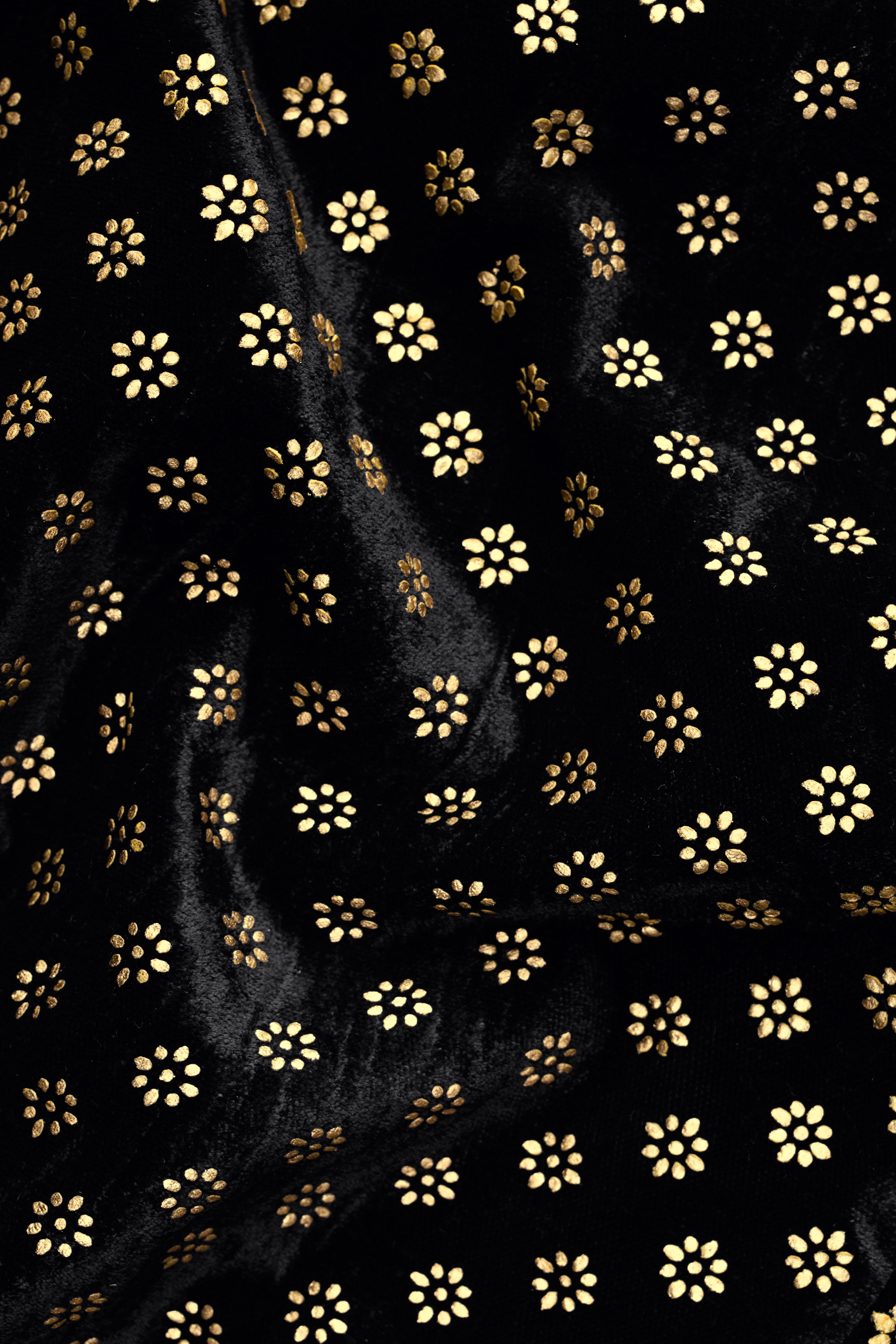 Jade Black Velvet Golden Flower Printed Designer Nehru Jacket