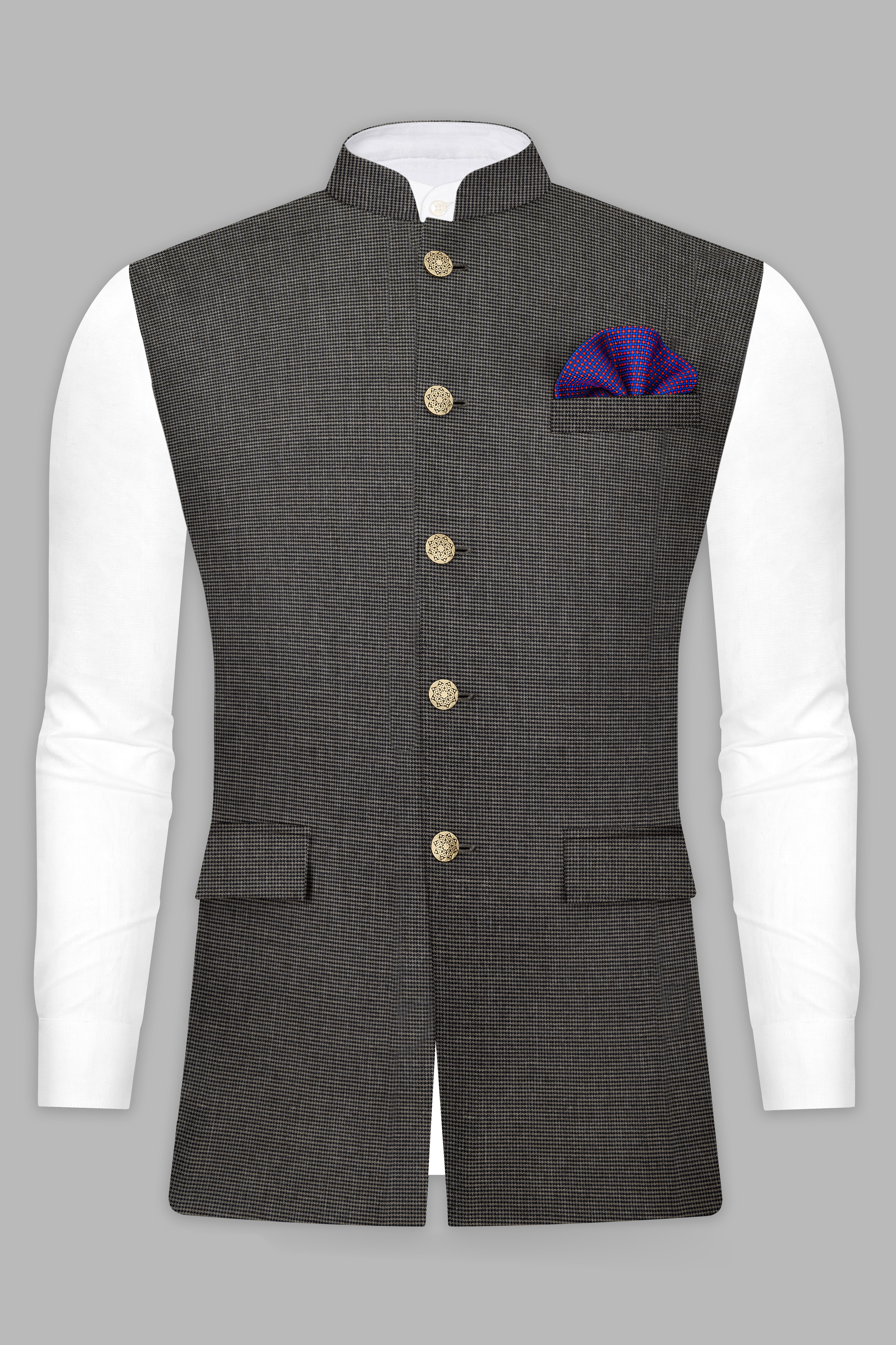 Iridium Gray Wool Rice Designer Nehru Jacket