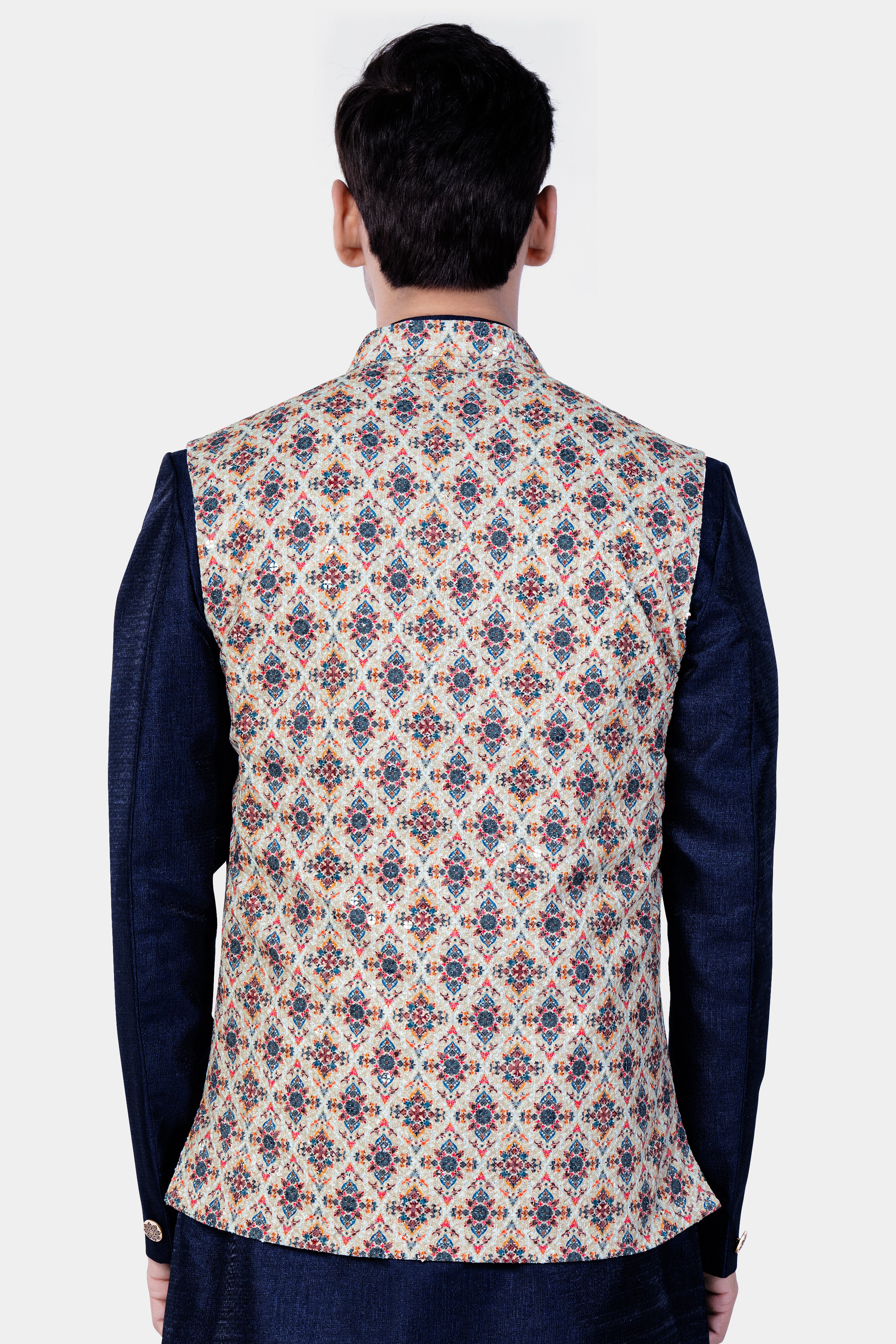 Timberwolf Cream And Cab Sav maroon MultiColour Designer Thread Embroidered Nehru Jacket