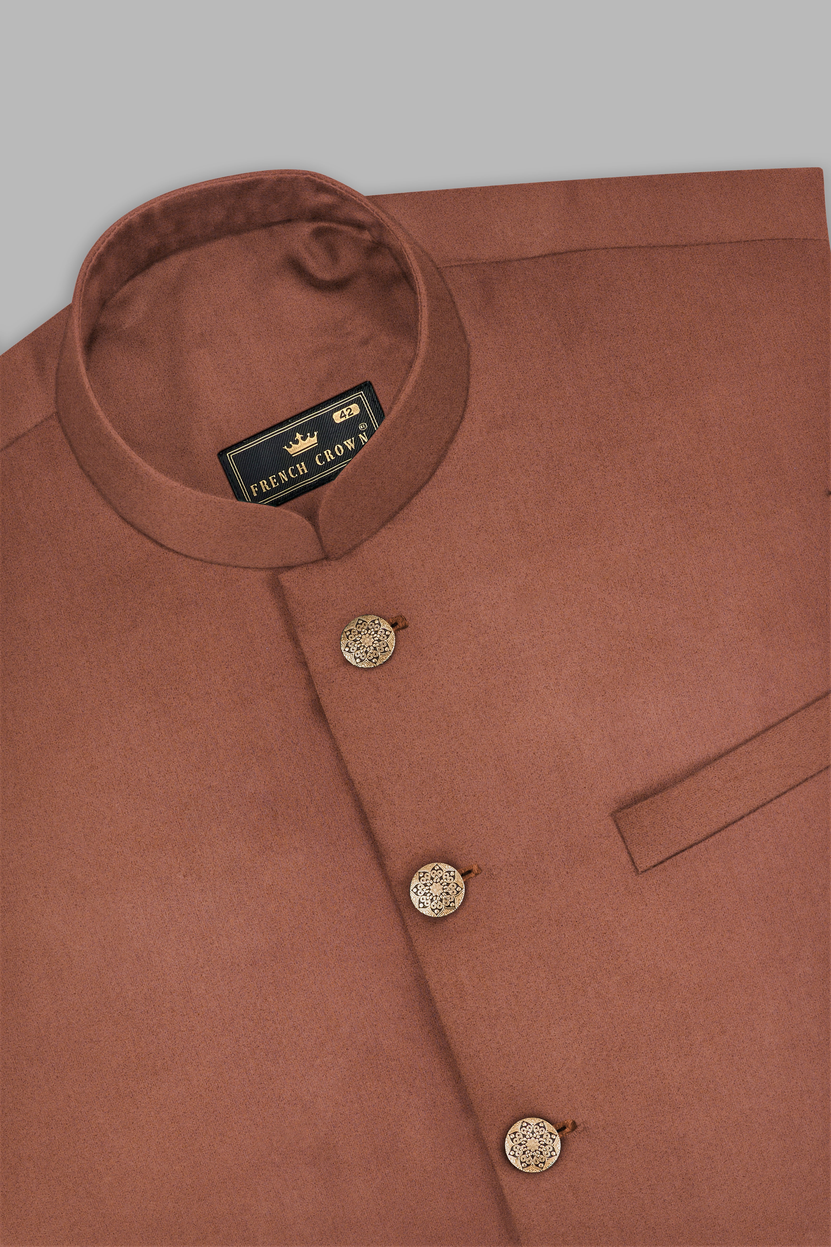 Palliser Brown Wool Rich Nehru Jacket