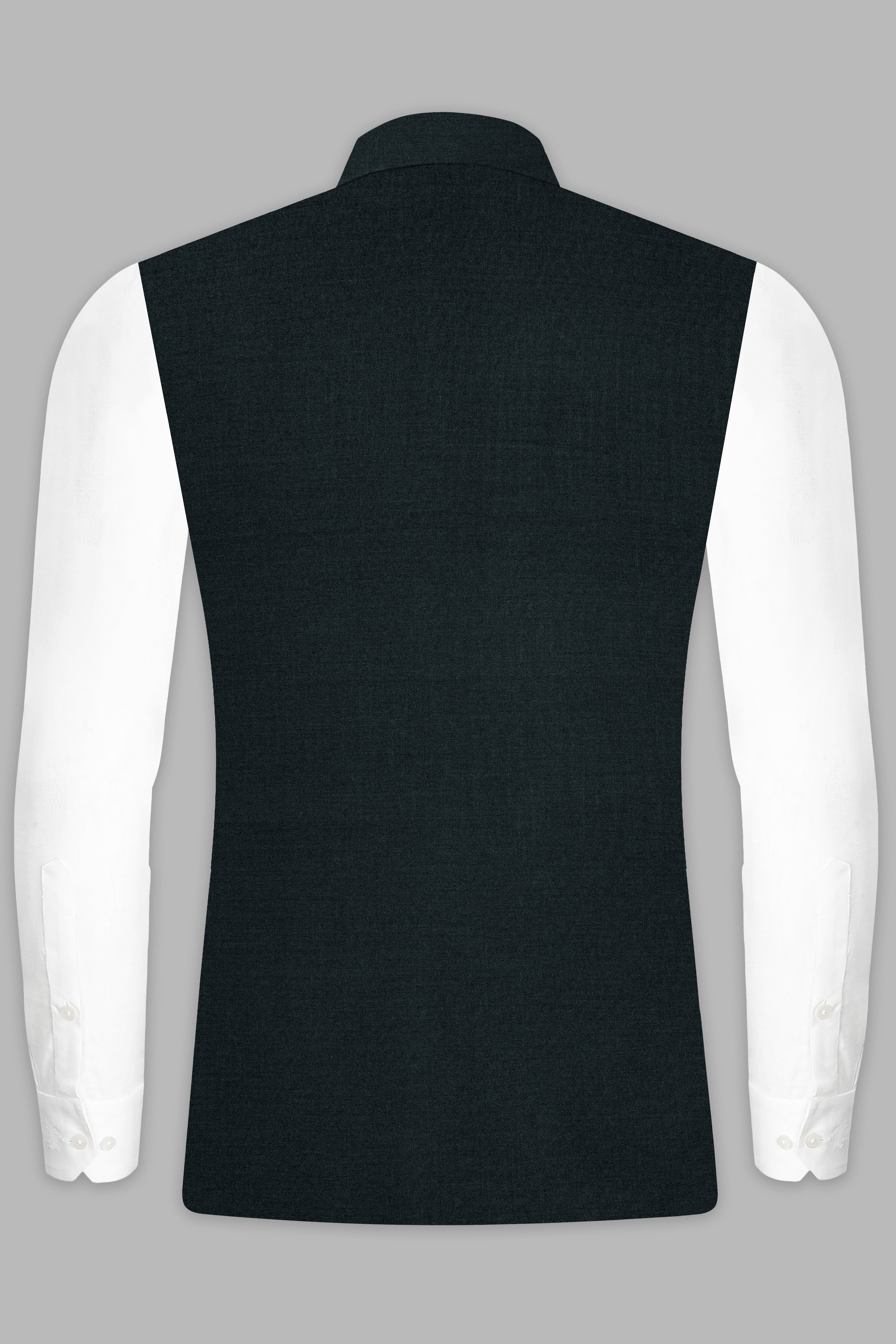 Racing Green Solid Wool Blend Nehru Jacket