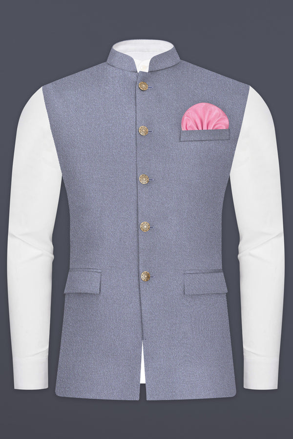 Raven Gray Solid Cotton Nehru Jacket