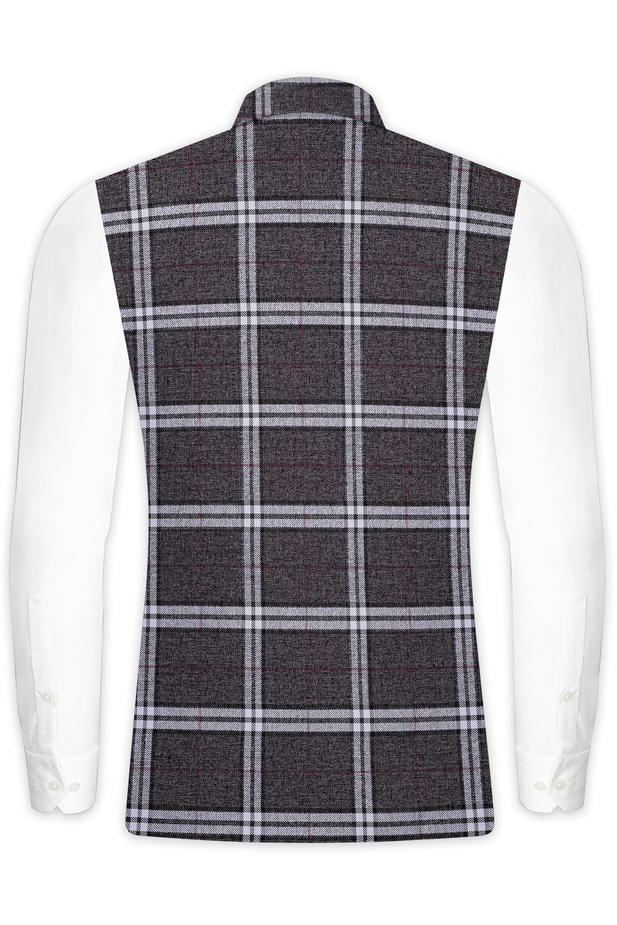 Granite Gray Plaid Wool Rich Nehru Jacket