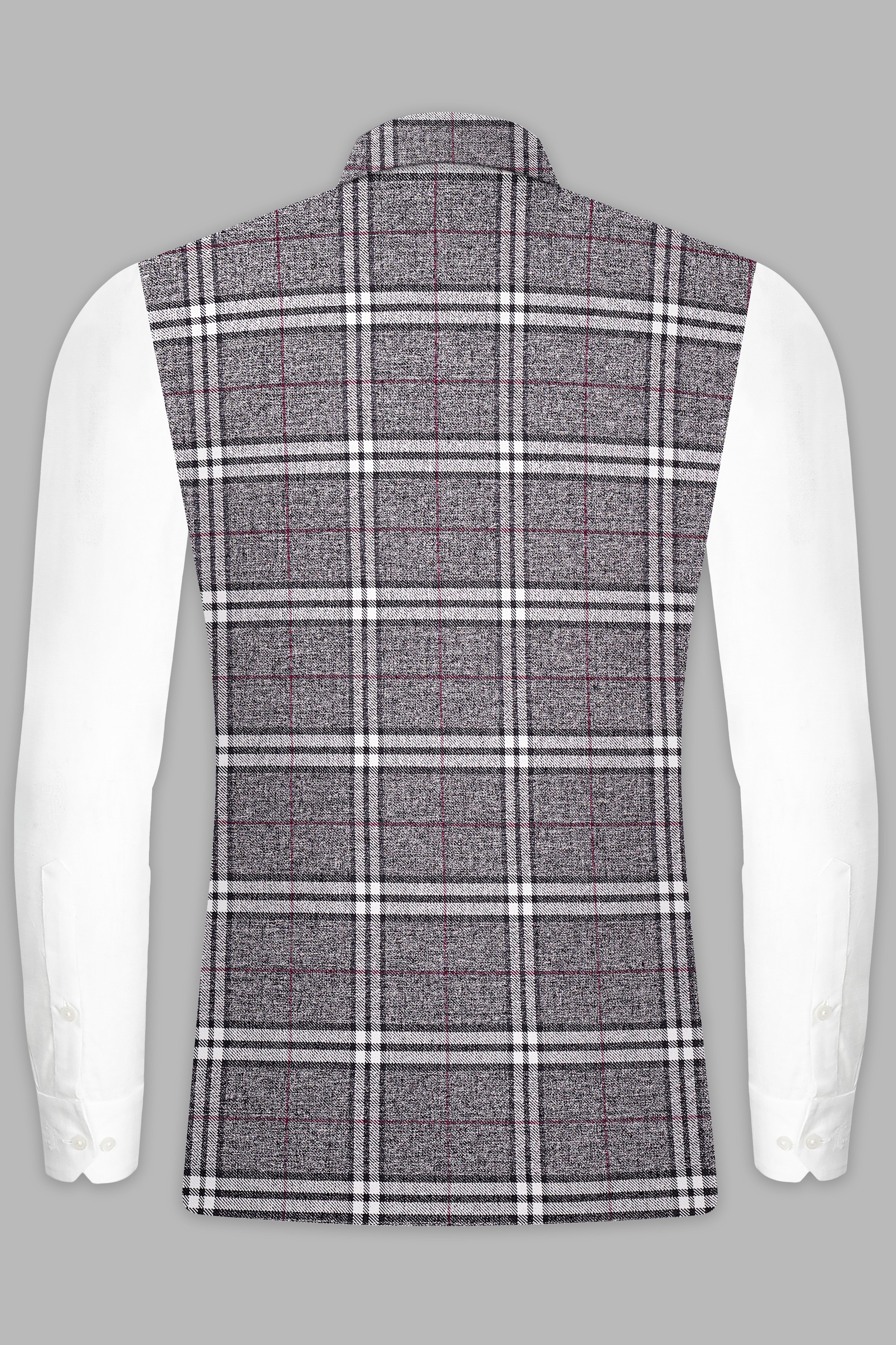 Granite Gray Plaid Wool Rich Nehru Jacket