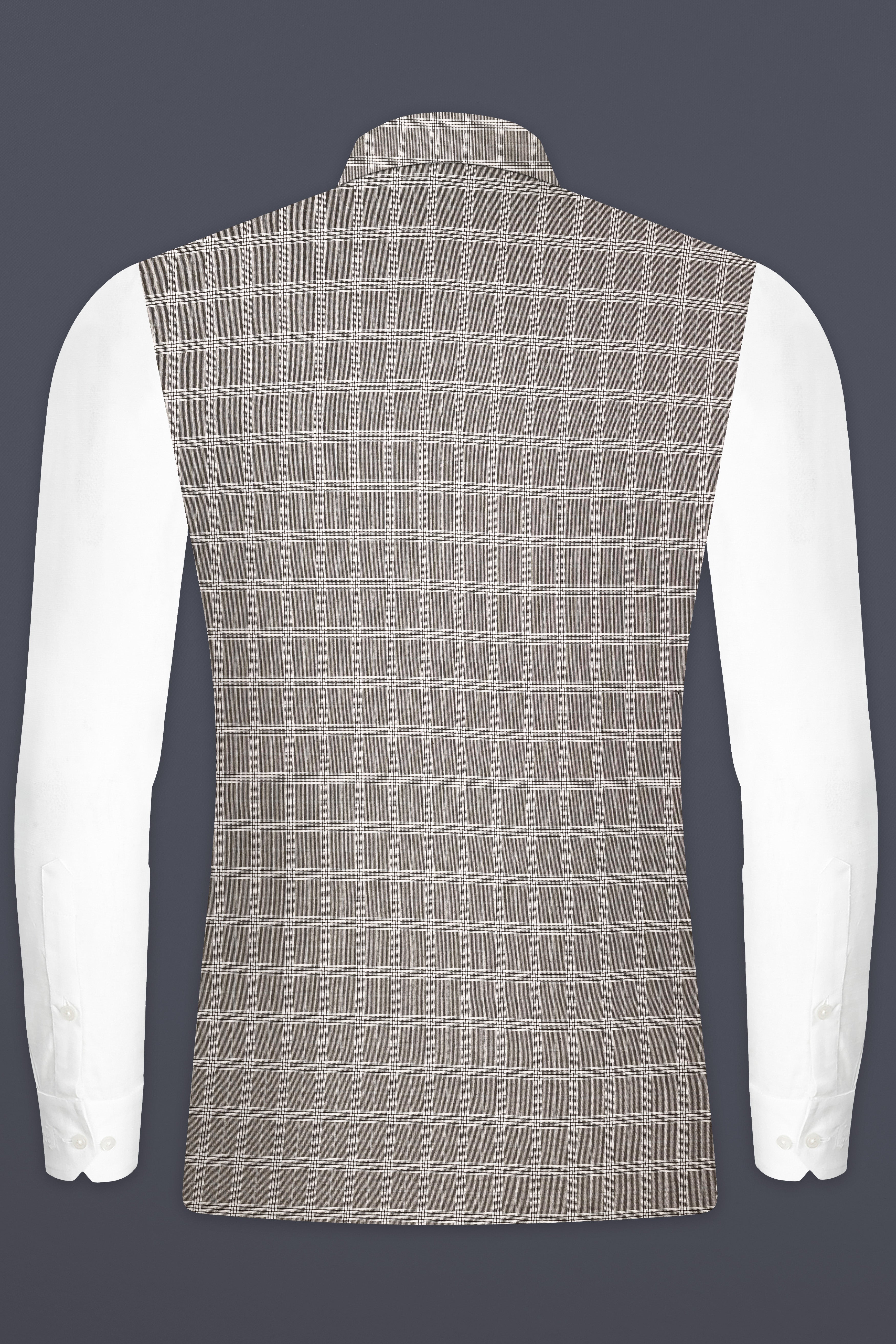 Monsoon Gray Plaid Wool Rich Nehru Jacket