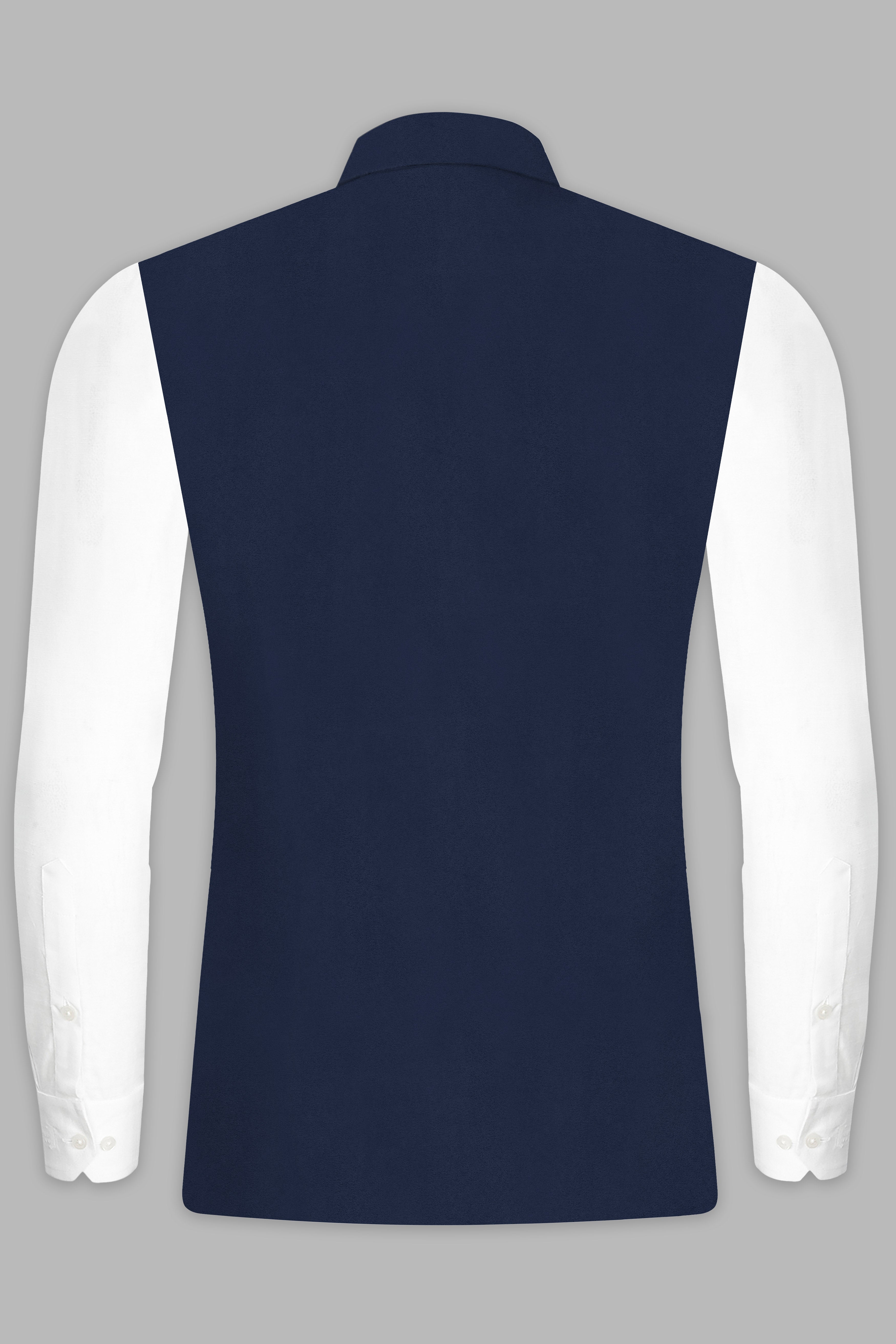 Firefly Blue Solid Wool Rich Nehru Jacket