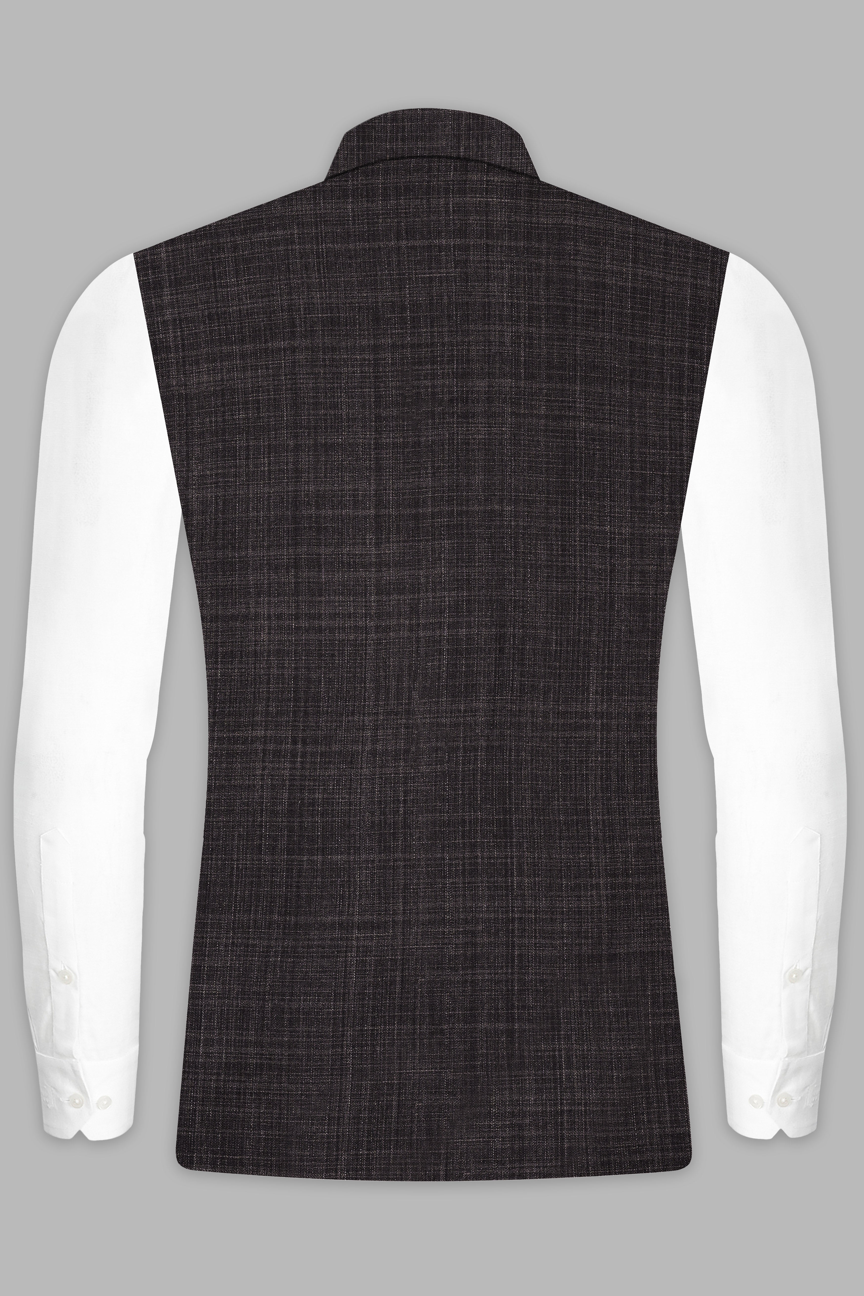 CaféNoir-Piano Brown Textured Wool Rich Nehru Jacket