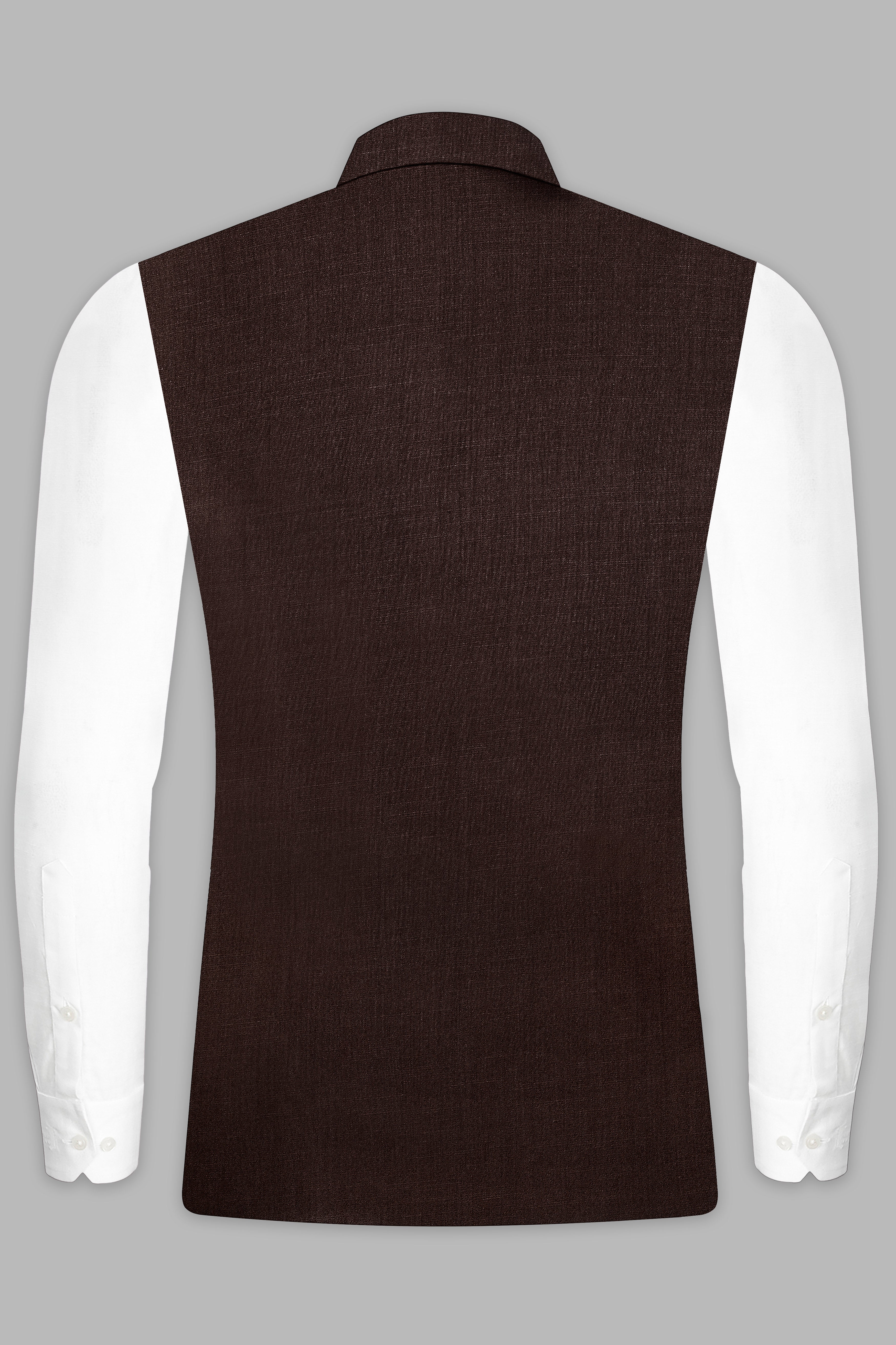 Espresso-Hickory Brown Solid Wool Rich Nehru Jacket