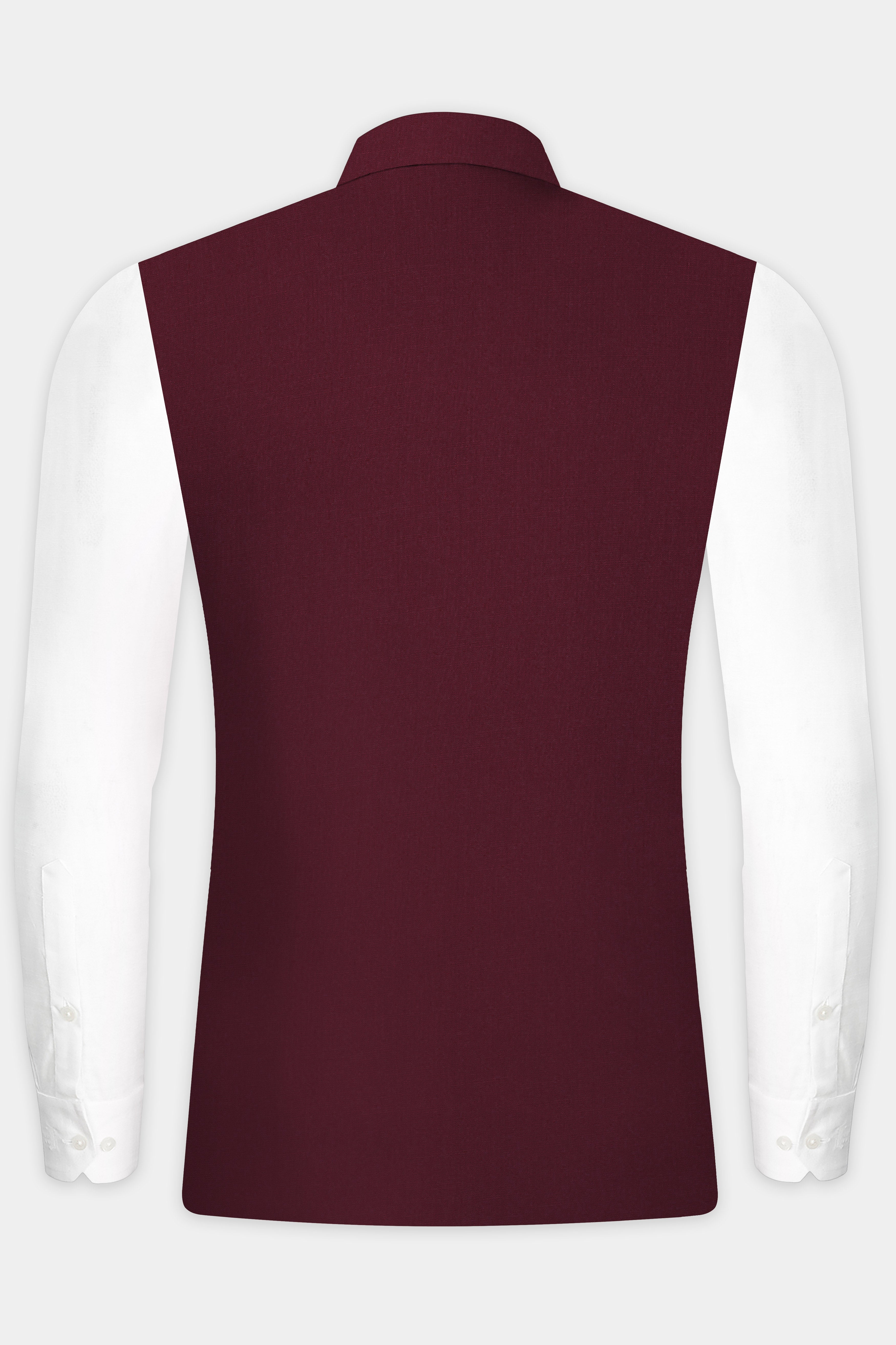 Merlot-Wine Berry Solid Wool Rich Nehru Jacket