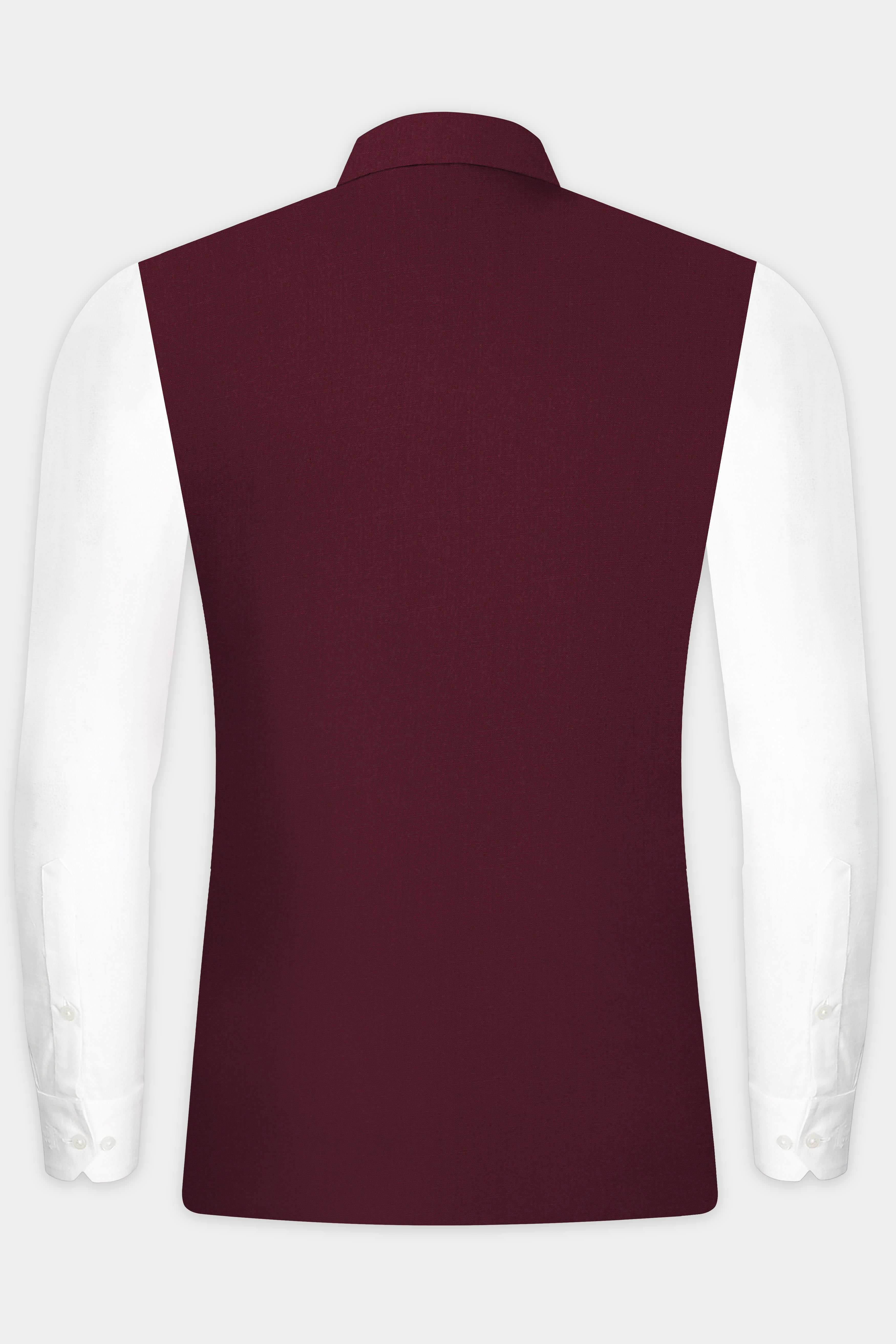 Merlot-Wine Berry Solid Wool Rich Slight Stretch Nehru Jacket