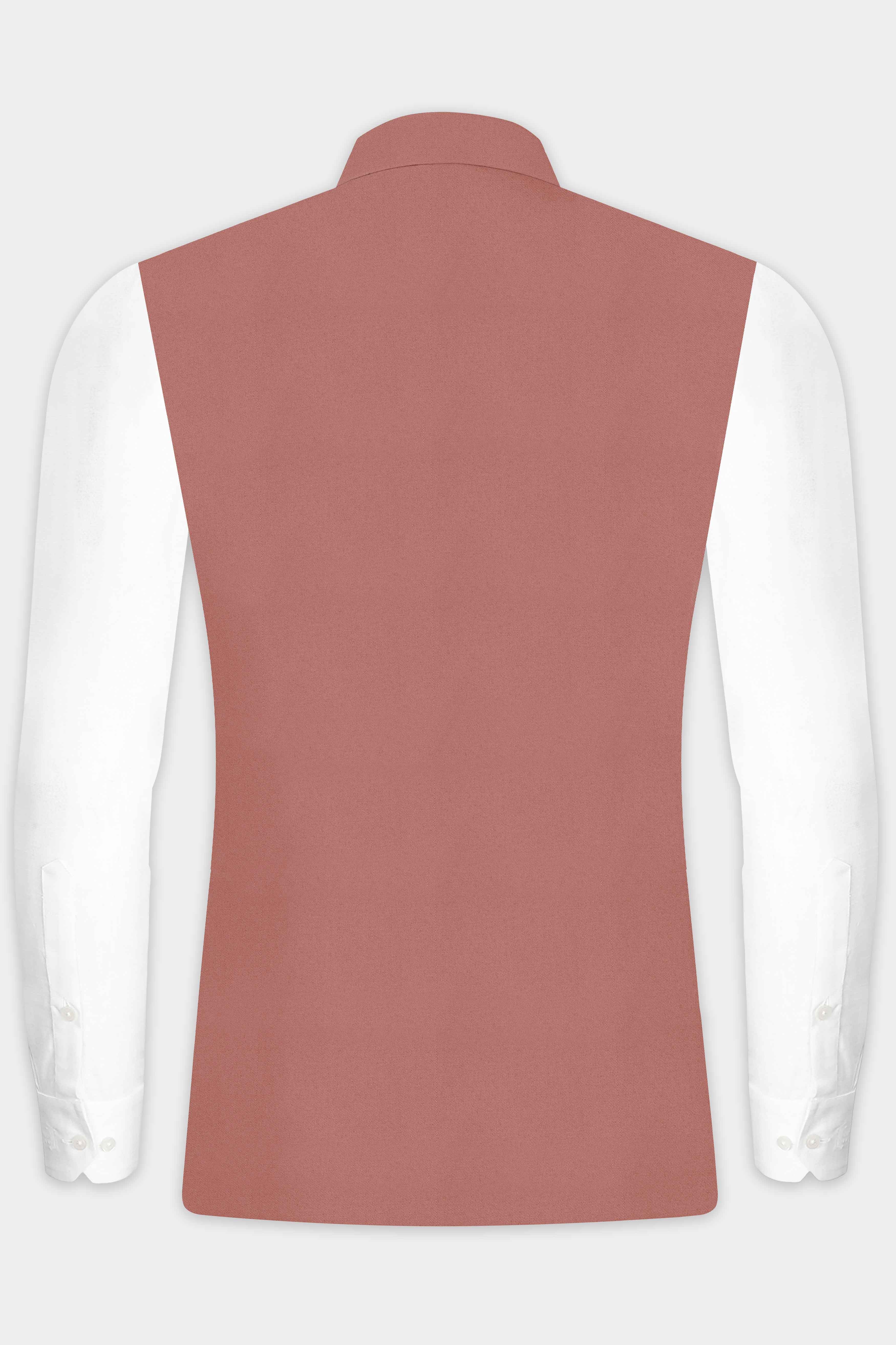 Apricot Crest-Coral tree Peach Solid Tweed Nehru Jacket
