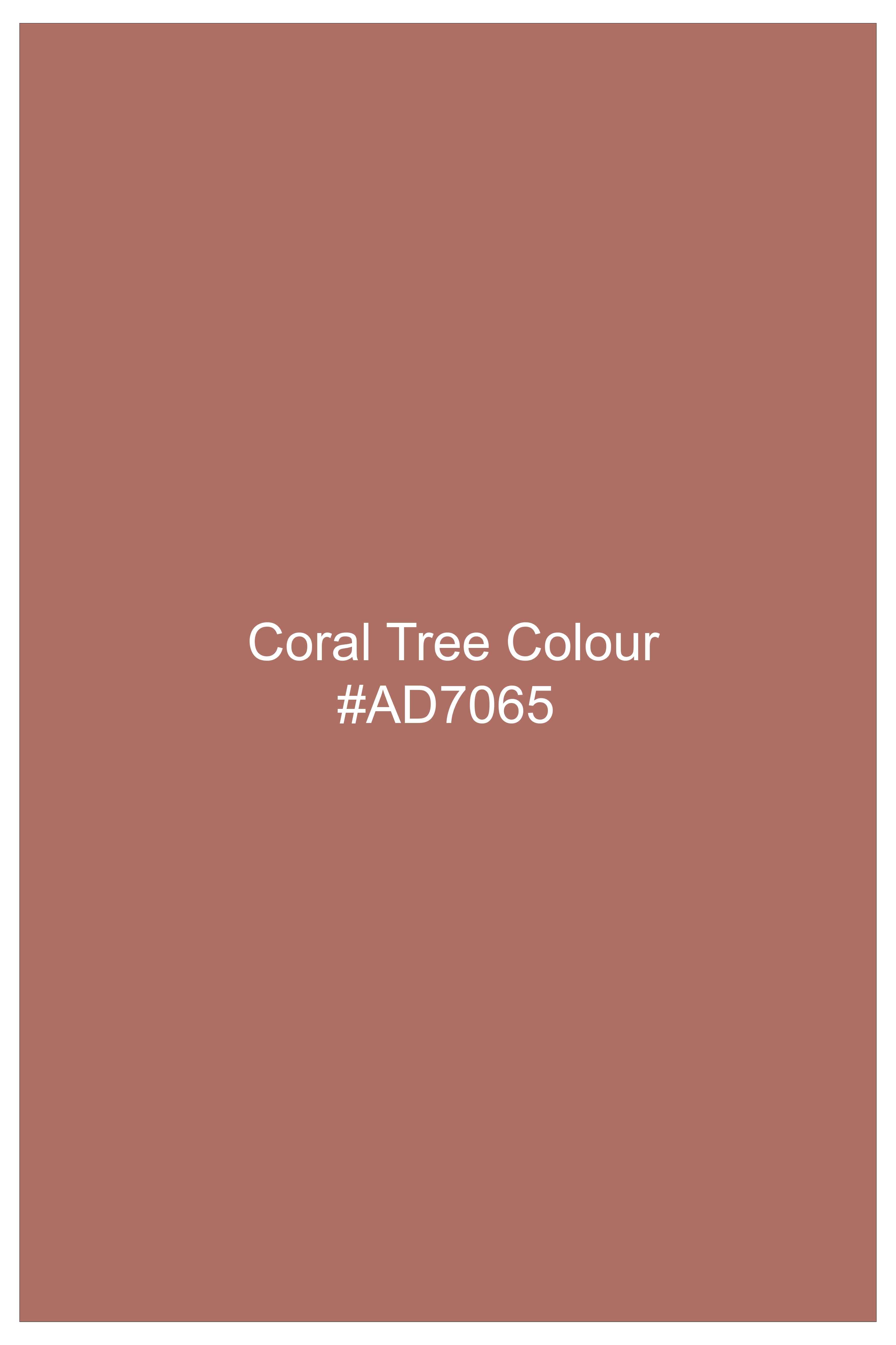 Apricot Crest-Coral tree Peach Solid Tweed Nehru Jacket