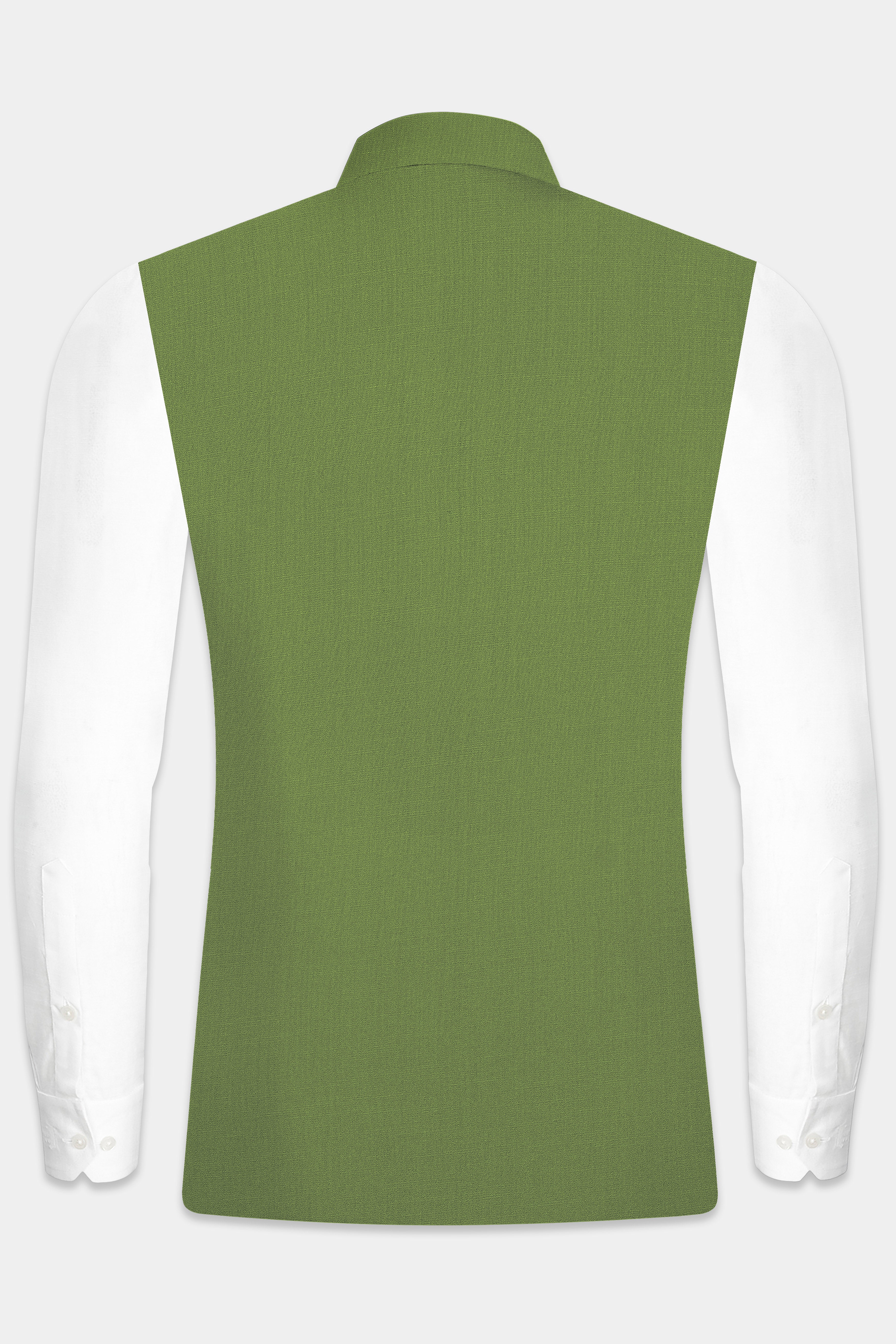 Sage Regal-Dingley Green Solid Wool Rich Slight Stretch Nehru Jacket