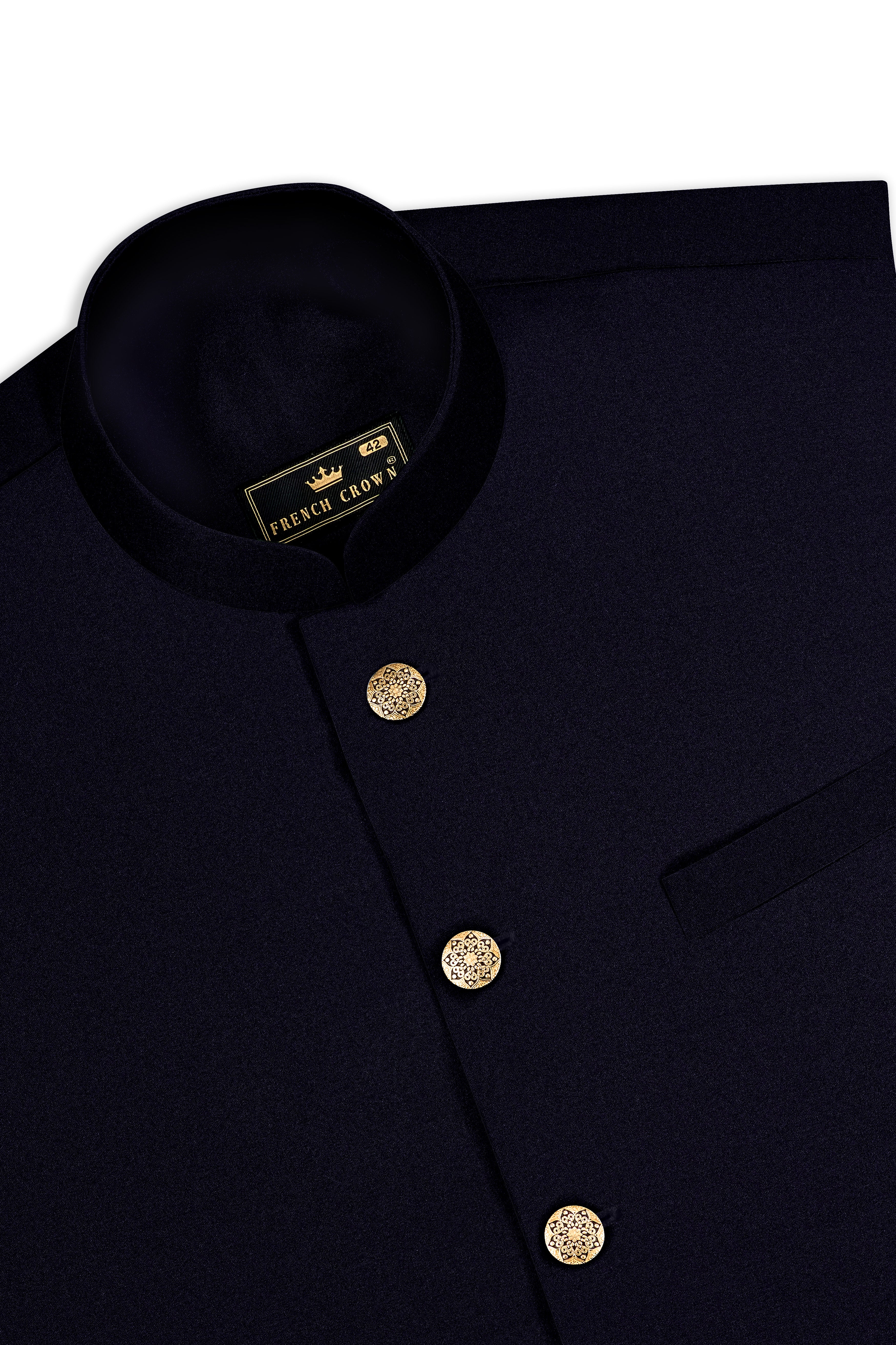 Korean Blue ( The Best Black We Have ) 4-Way Stretch Nehru Jacket