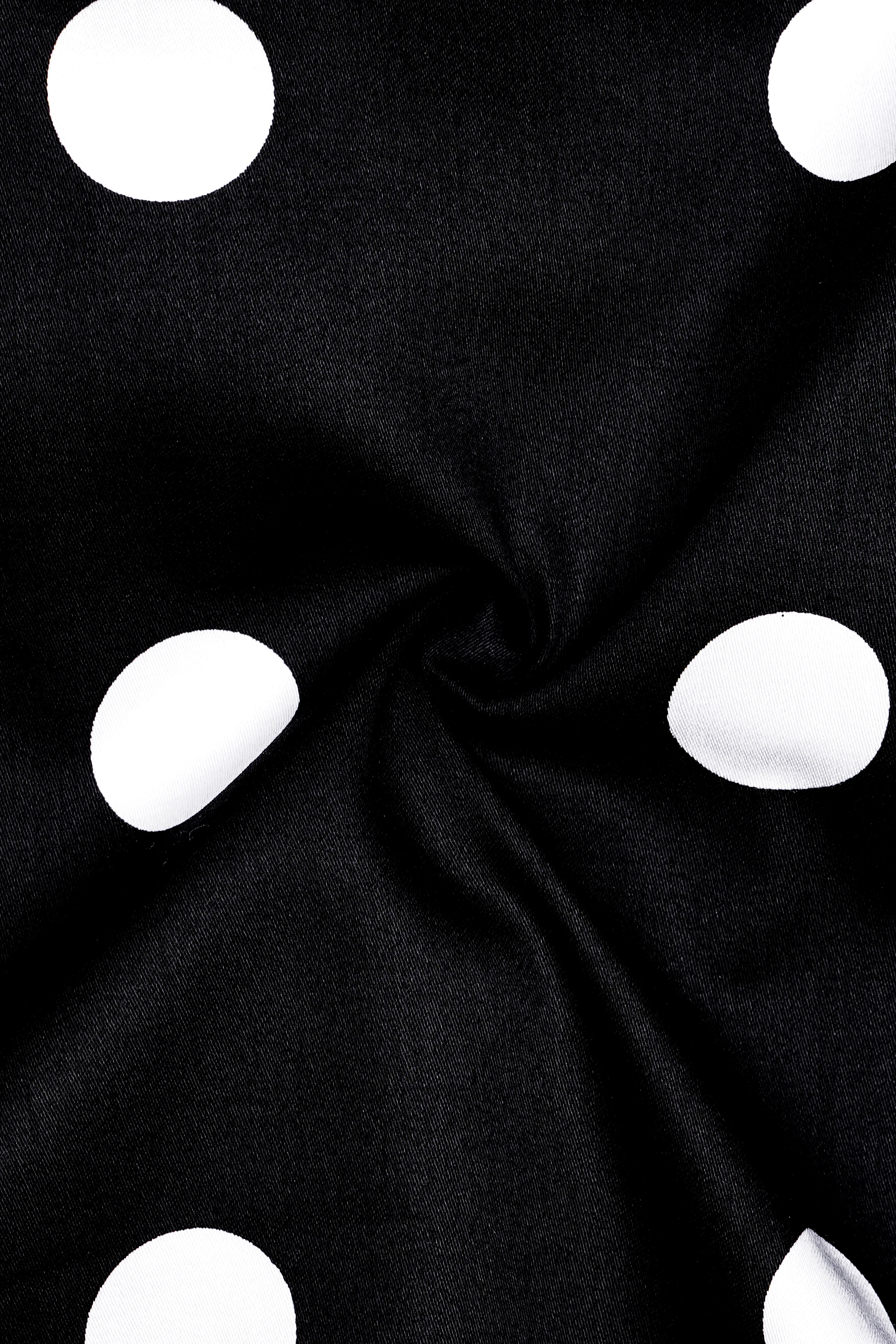 Noirdot-Jade Black and Bright White Polka Dotted Premium Cotton Nehru Jacket
