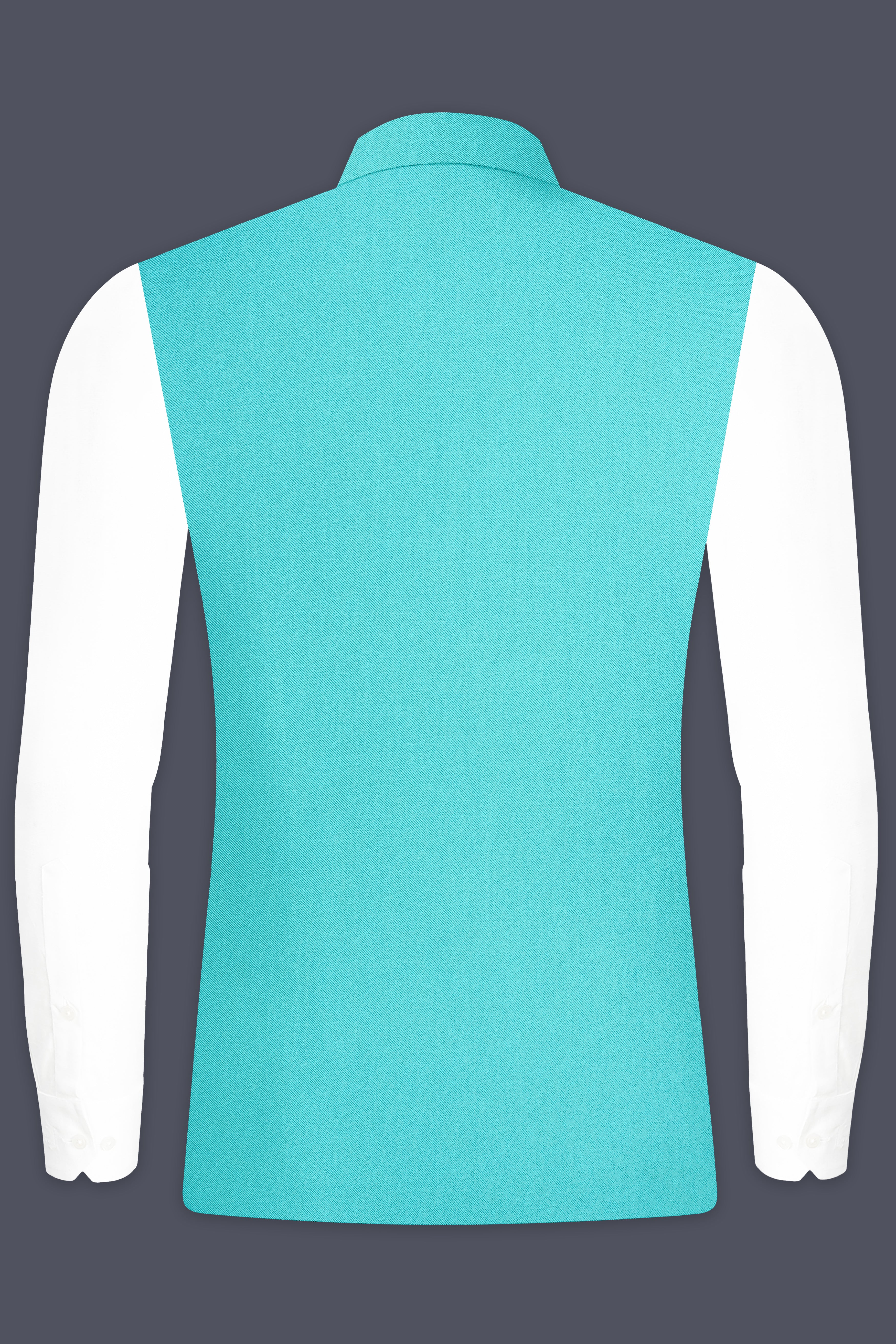 Aegir-Viking Blue Wool Rich Stretchable Nehru Jacket