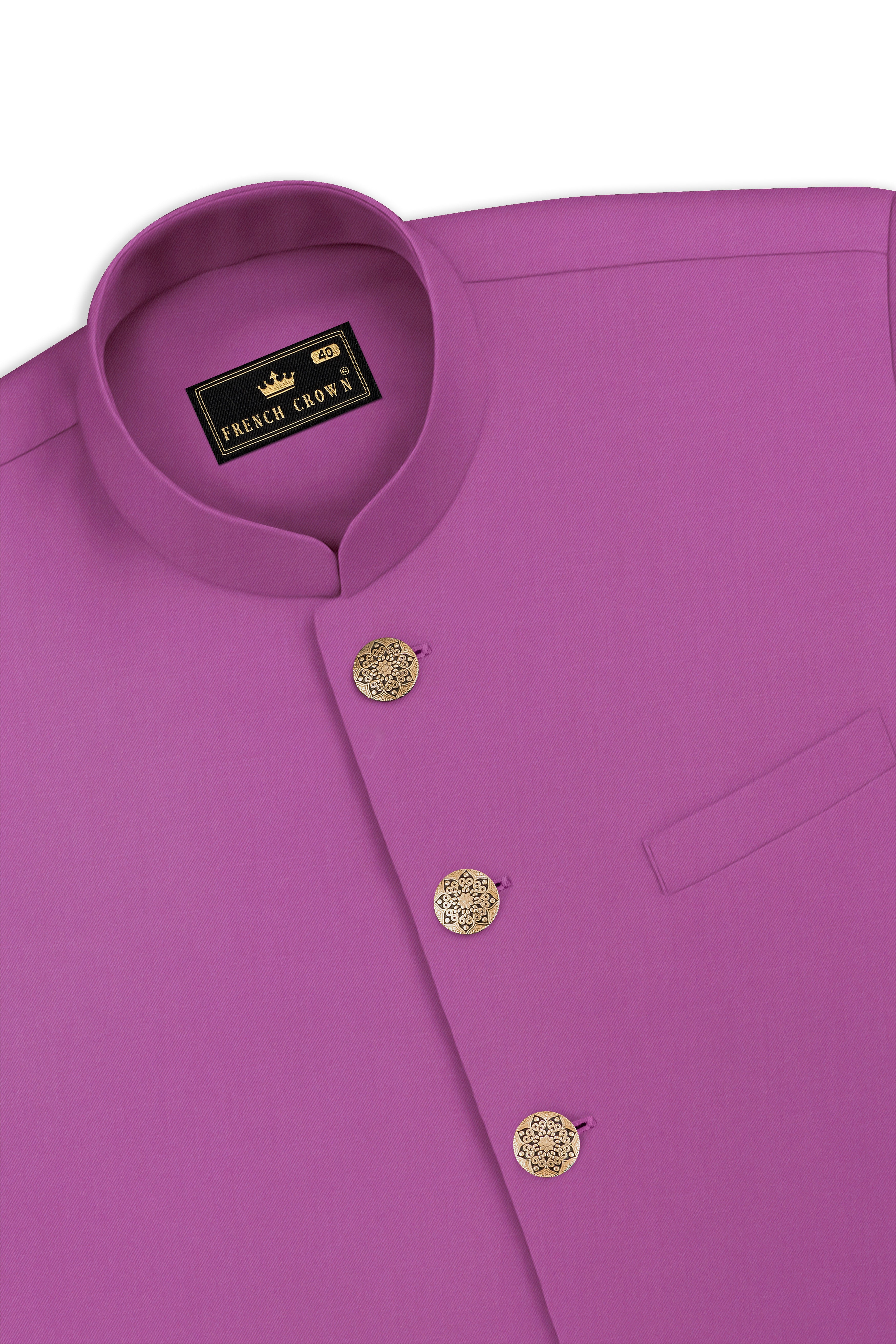 Rosvoy-Trendy Pink Wool Rich Wool Rich Stretchable Nehru Jacket