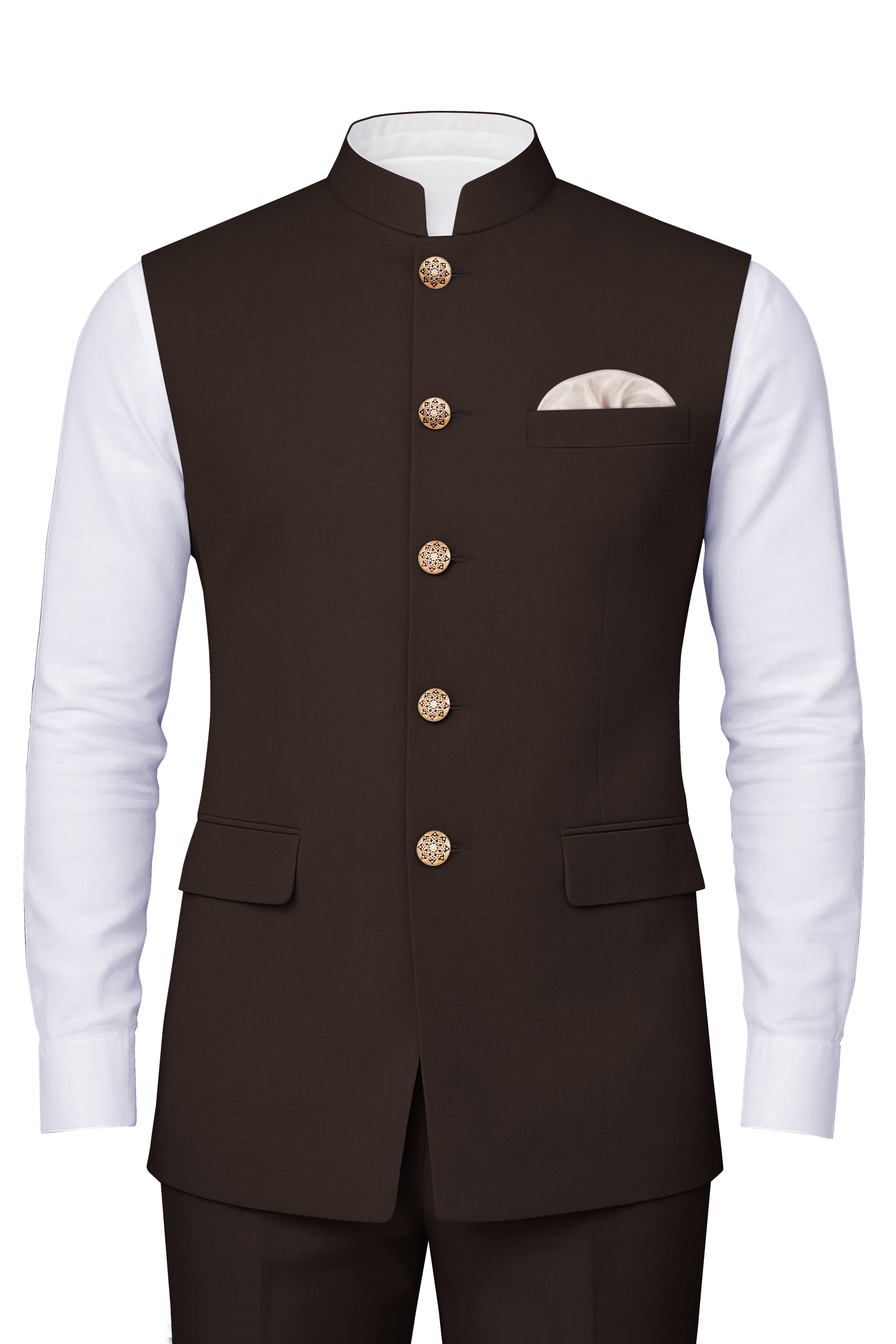 Moirayn-Eclipse Brown Wool Rich Nehru Jacket
