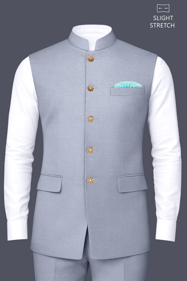 Mistivell-Mountain Mist Gray Wool Rich Nehru Jacket