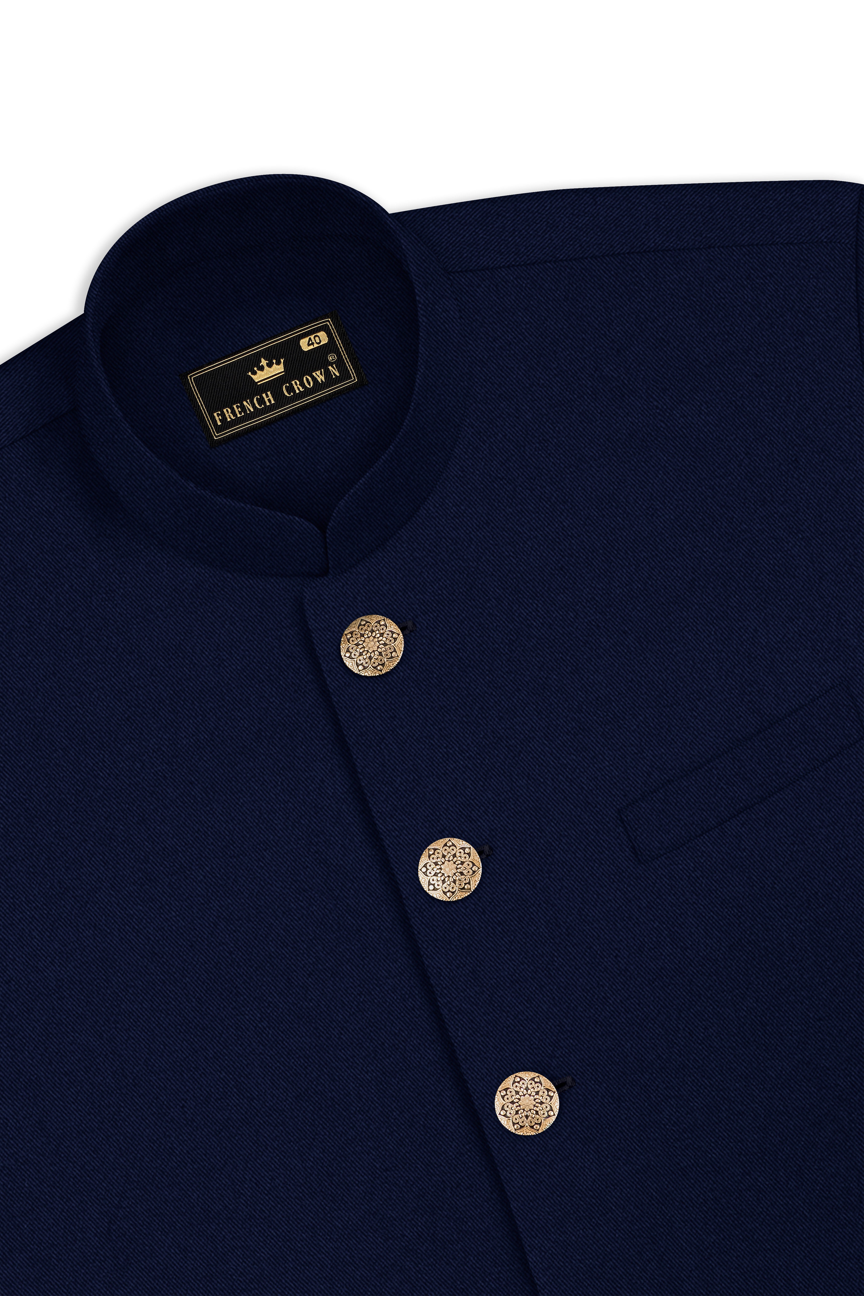 Indavor-Cinder Blue Wool Rich Nehru Jacket