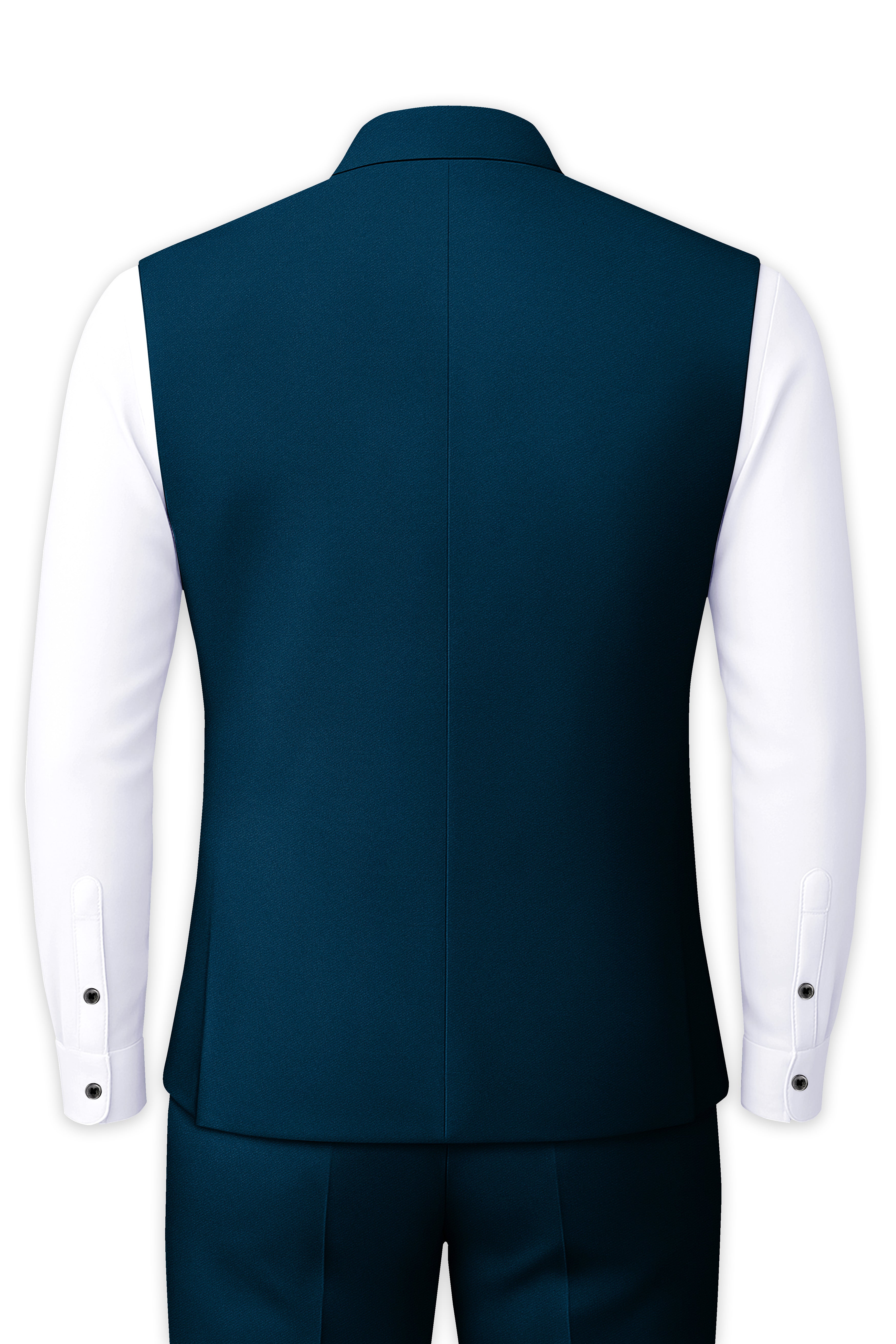 Aureblu-Korean Prussian Blue 4-Way Stretch Wool Rich Nehru Jacket