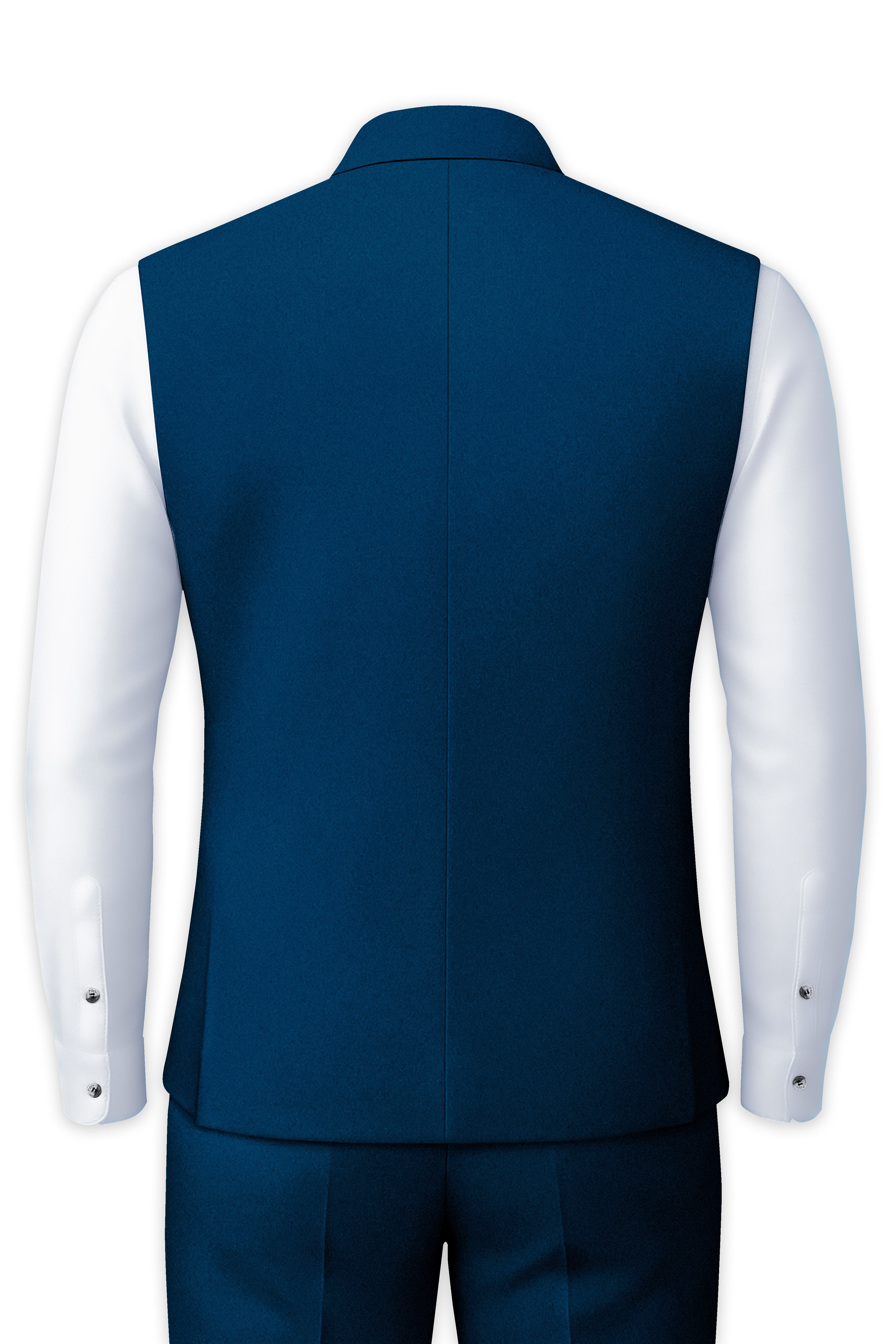 Aureblu-Korean Prussian Blue 4-Way Stretch Wool Rich Nehru Jacket