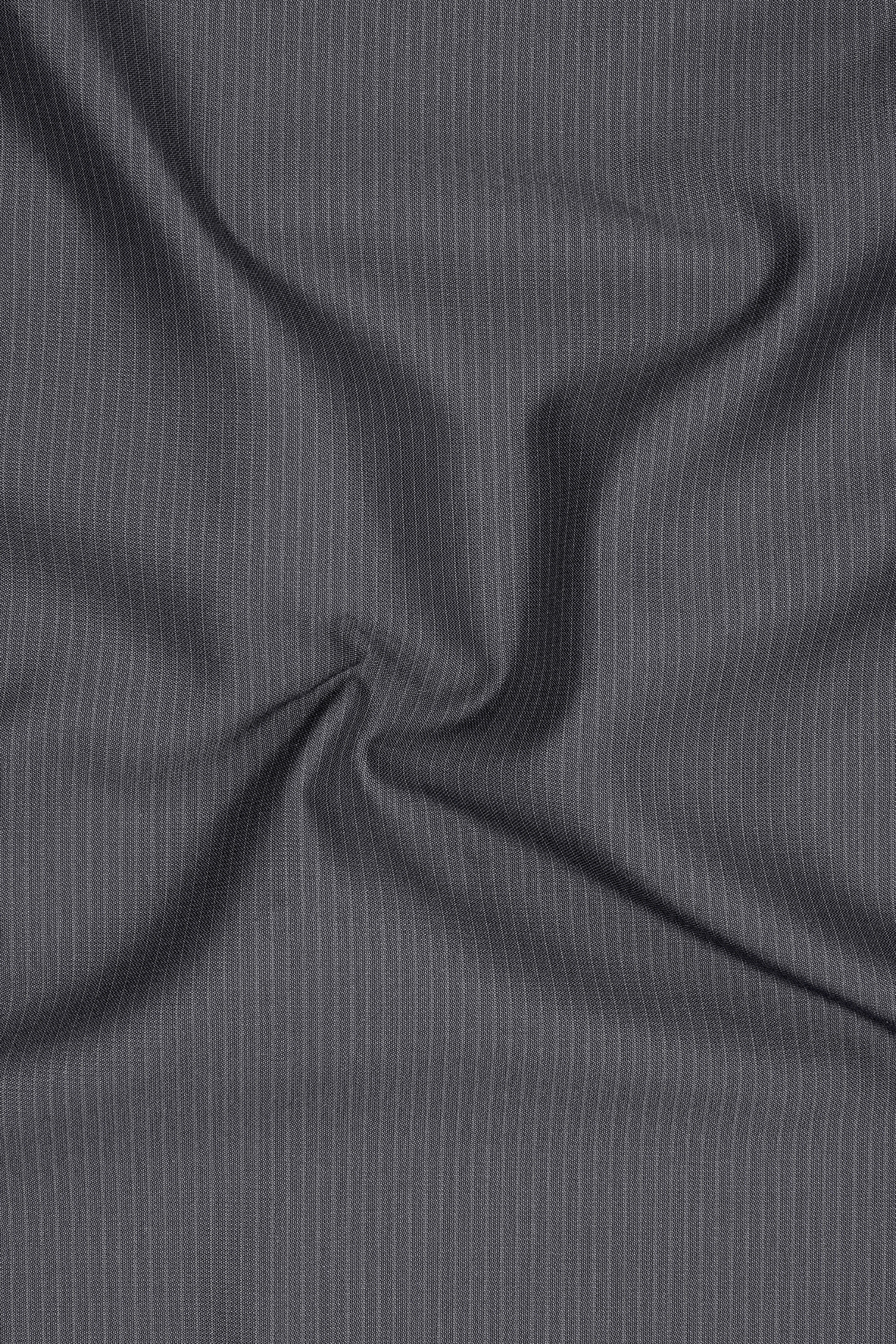 Apex-Ironside Gray Pencil Striped Wool Rich Slight Stretch Nehru Jacket