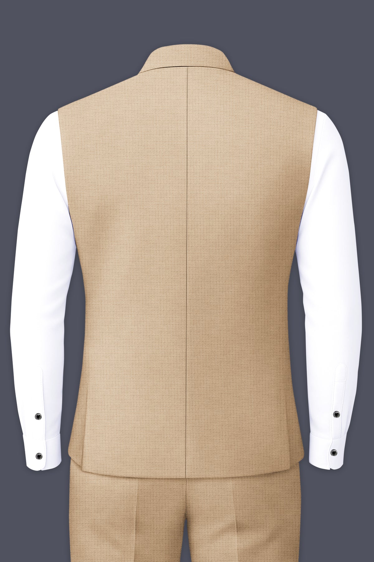 Mahogany-Pavlova Brown Diamond Textured Wool Rich Slight Stretch Nehru Jackets