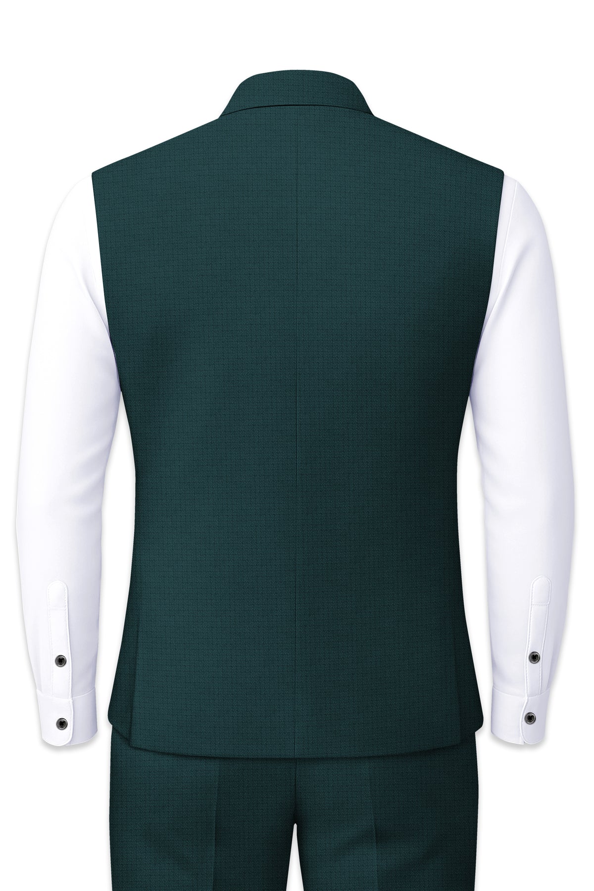 Facet-Dianne Green Diamond Textured Wool Rich Slight Stretch Nehru Jackets