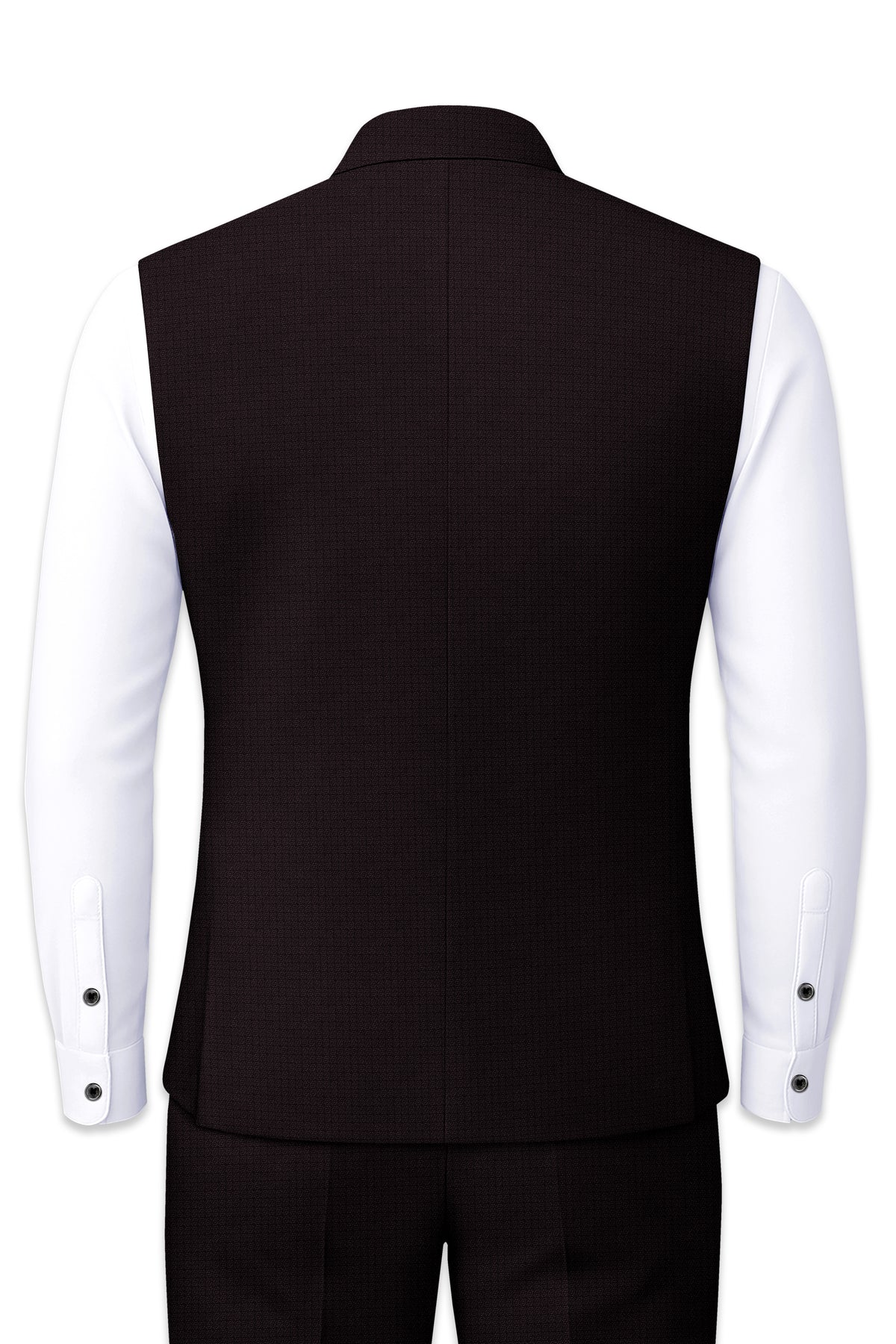 Regency-Cocoa Brown Diamond Textured Wool Rich Slight Stretch Nehru Jackets