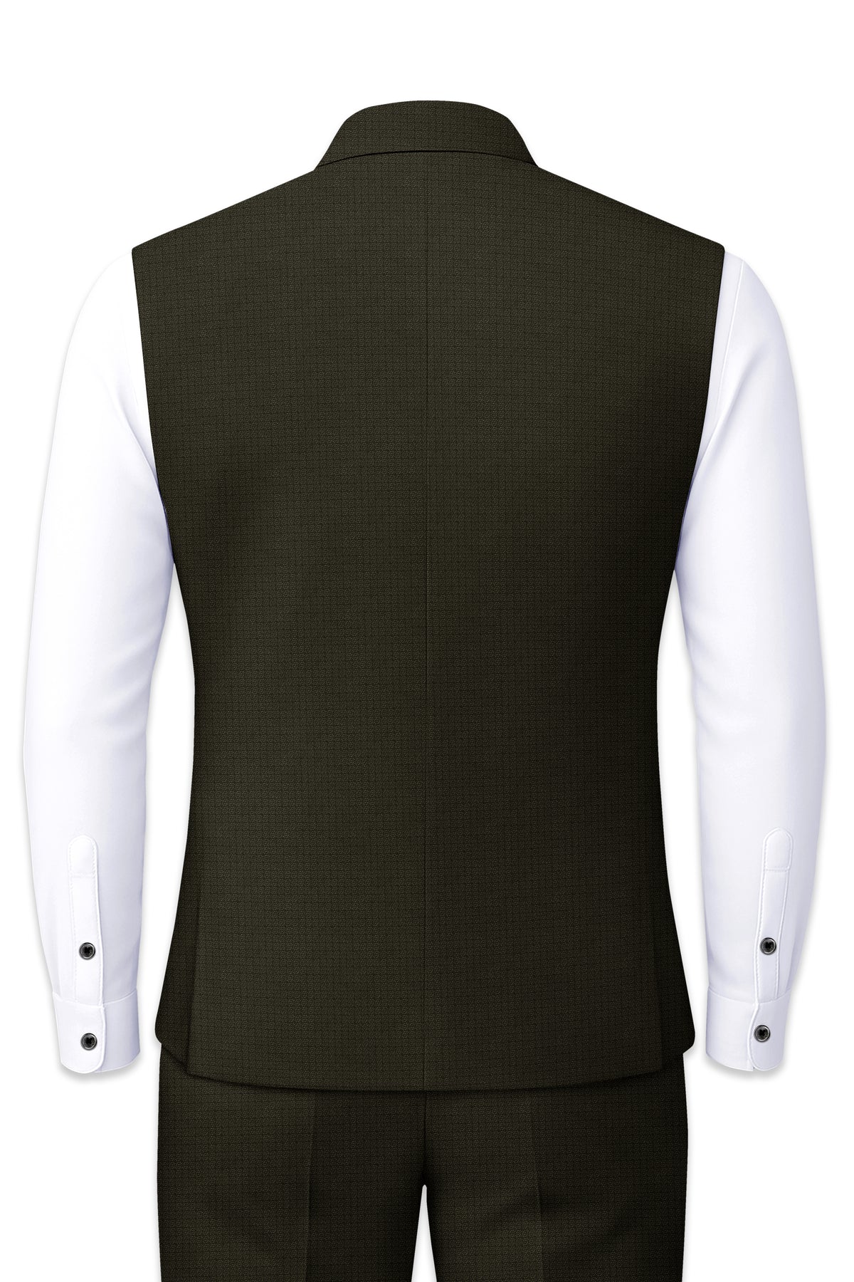 Prestige-Zeus Green Diamond Textured Wool Rich Slight Stretch Nehru Jackets