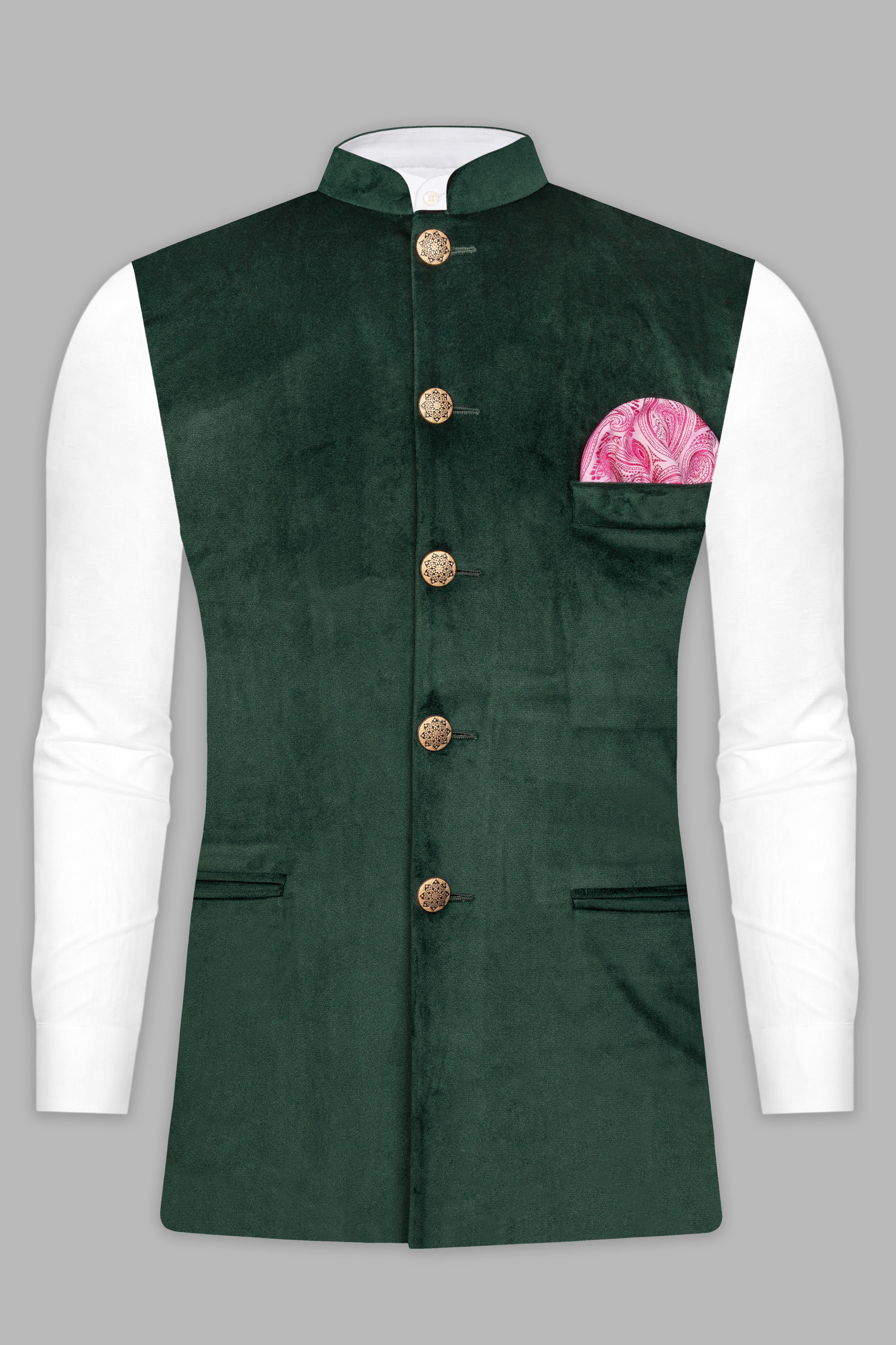 Green Velvet Nehru Jacket