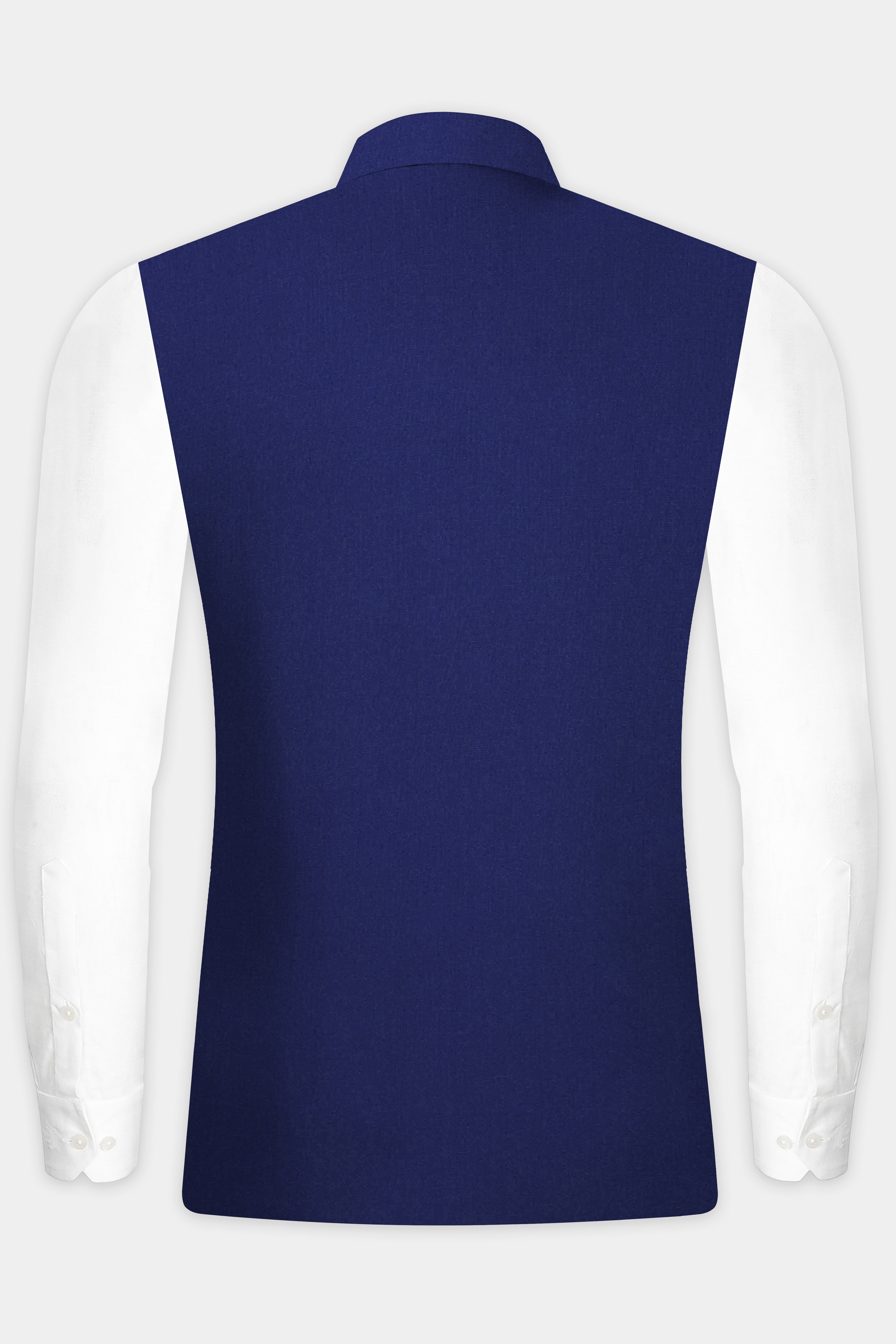Celestia-Blue Solid Wool Rich Slight Stretch Nehru Jacket