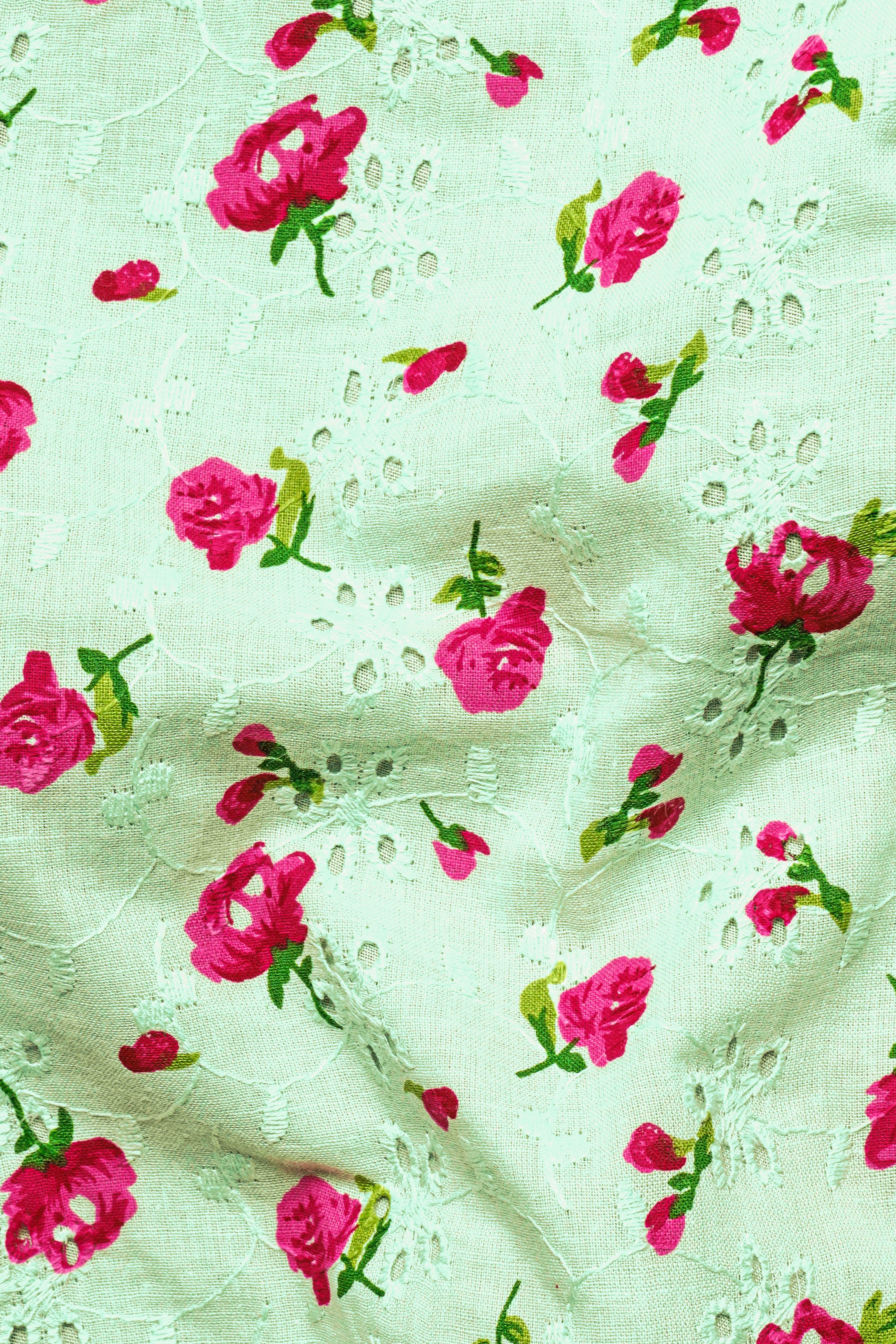 Celadon Green Rose Printed Premium Cotton Jumpsuit