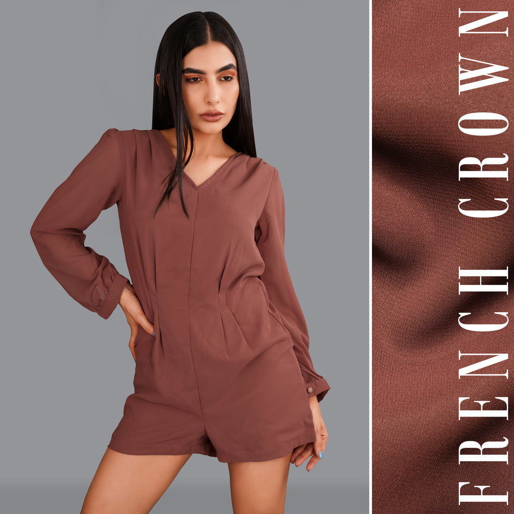Nutmeg Brown Casual Plain-Solid Premium Polyster Dress For Women