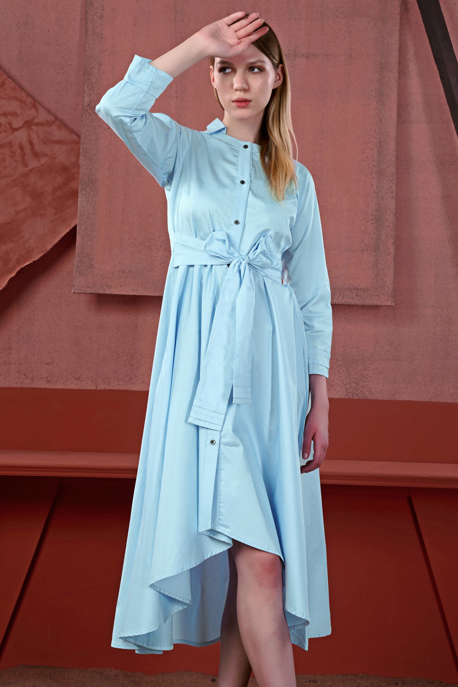 Cerulean Blue Premium Cotton Dress
