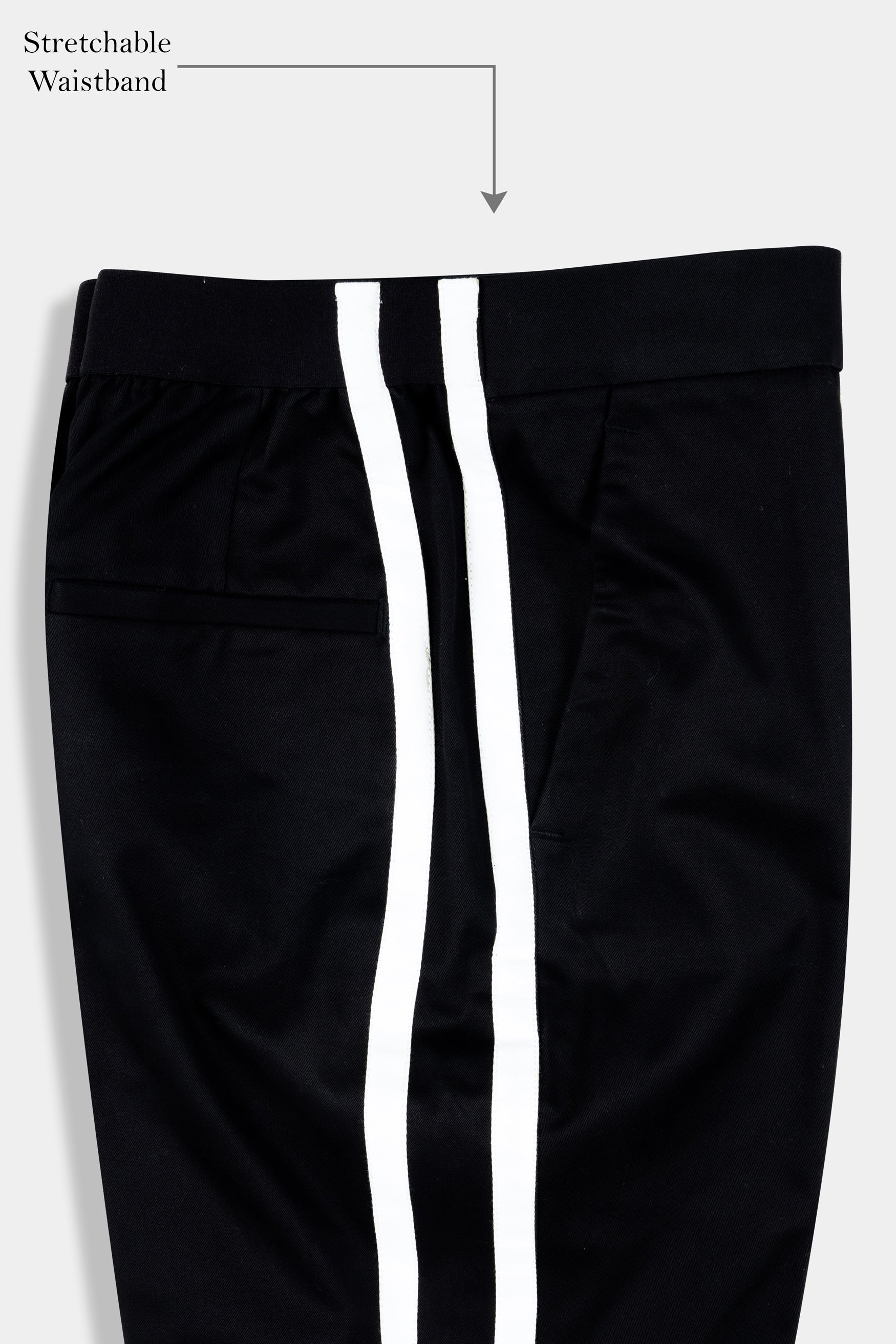 Jade Black with White Dual Stripes Wool Rich Women’s Pant